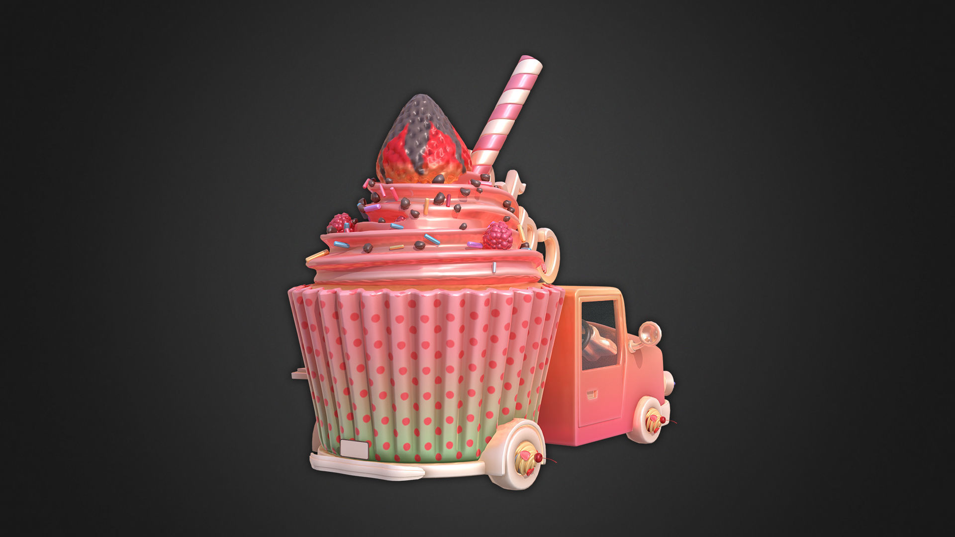 Asset - Cartoons - Food Car - Cake 3D model_11