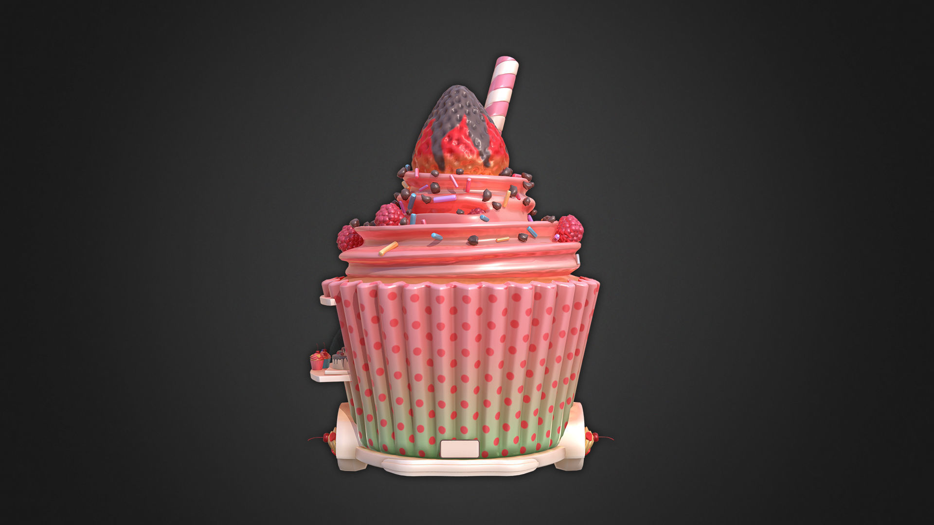 Asset - Cartoons - Food Car - Cake 3D model_6