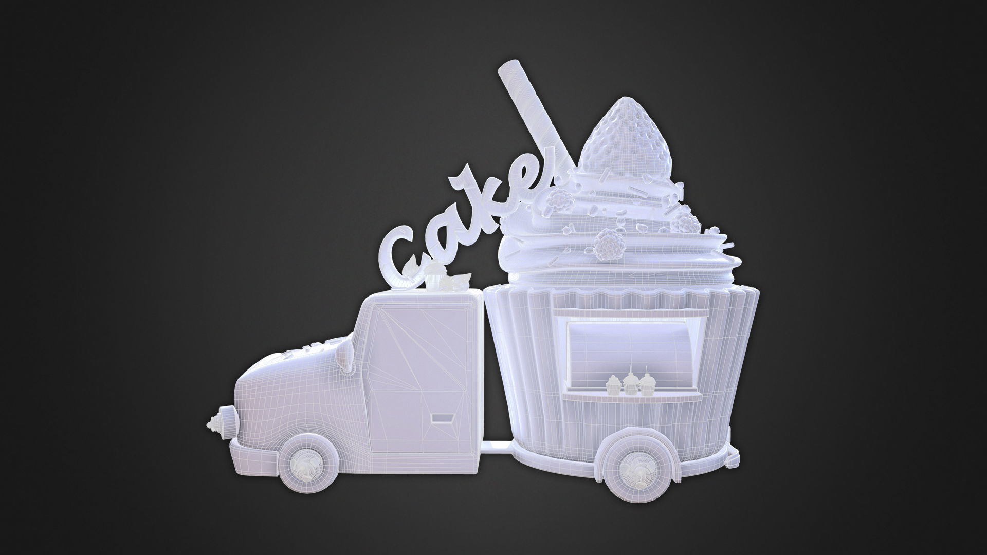 Asset - Cartoons - Food Car - Cake 3D model_5