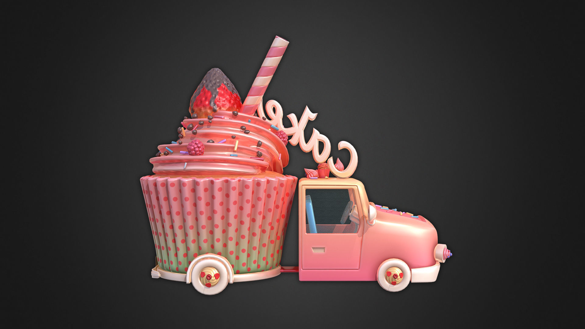 Asset - Cartoons - Food Car - Cake 3D model_10