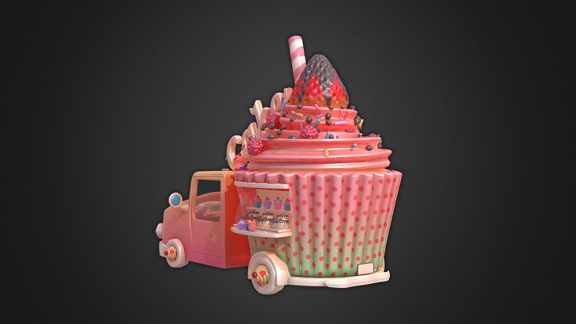 Asset - Cartoons - Food Car - Cake 3D model_12