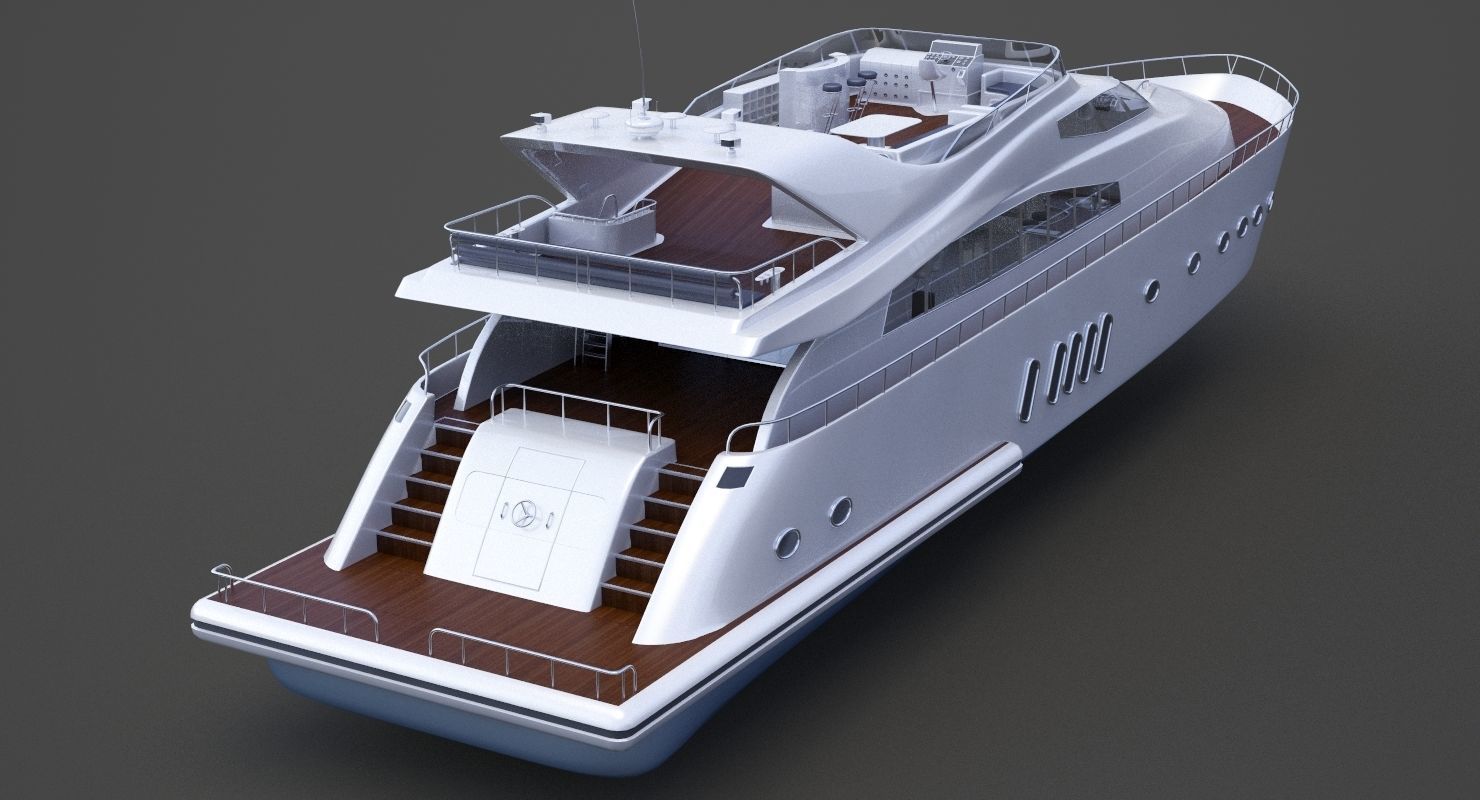 Photorealistic Yacht 02 3D model_11