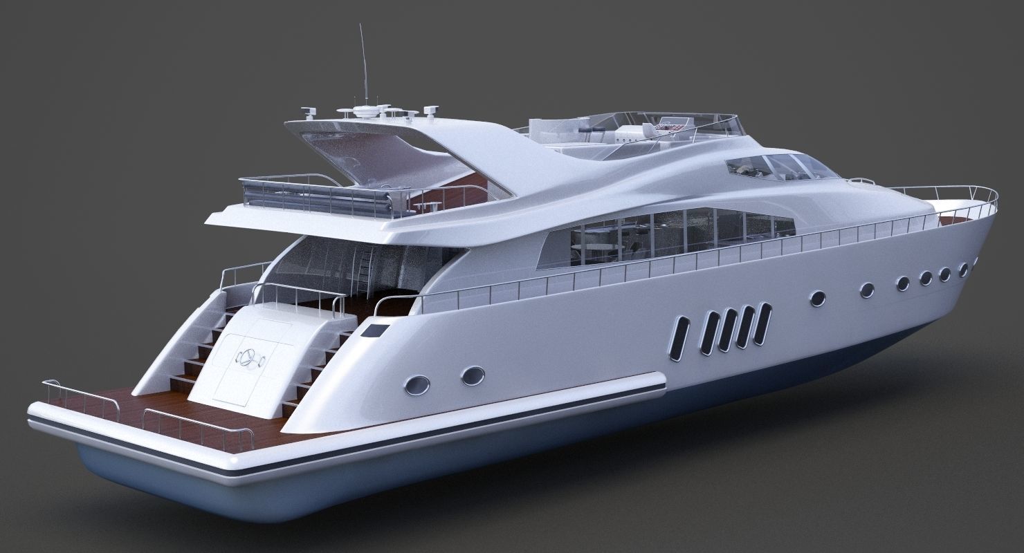 Photorealistic Yacht 02 3D model_5