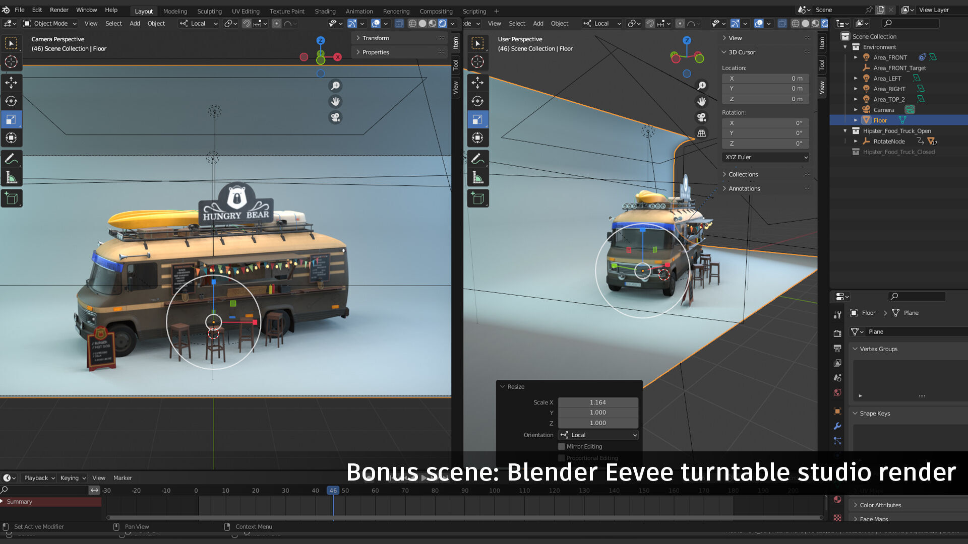 Hipster Food Truck Low-poly 3D model_12