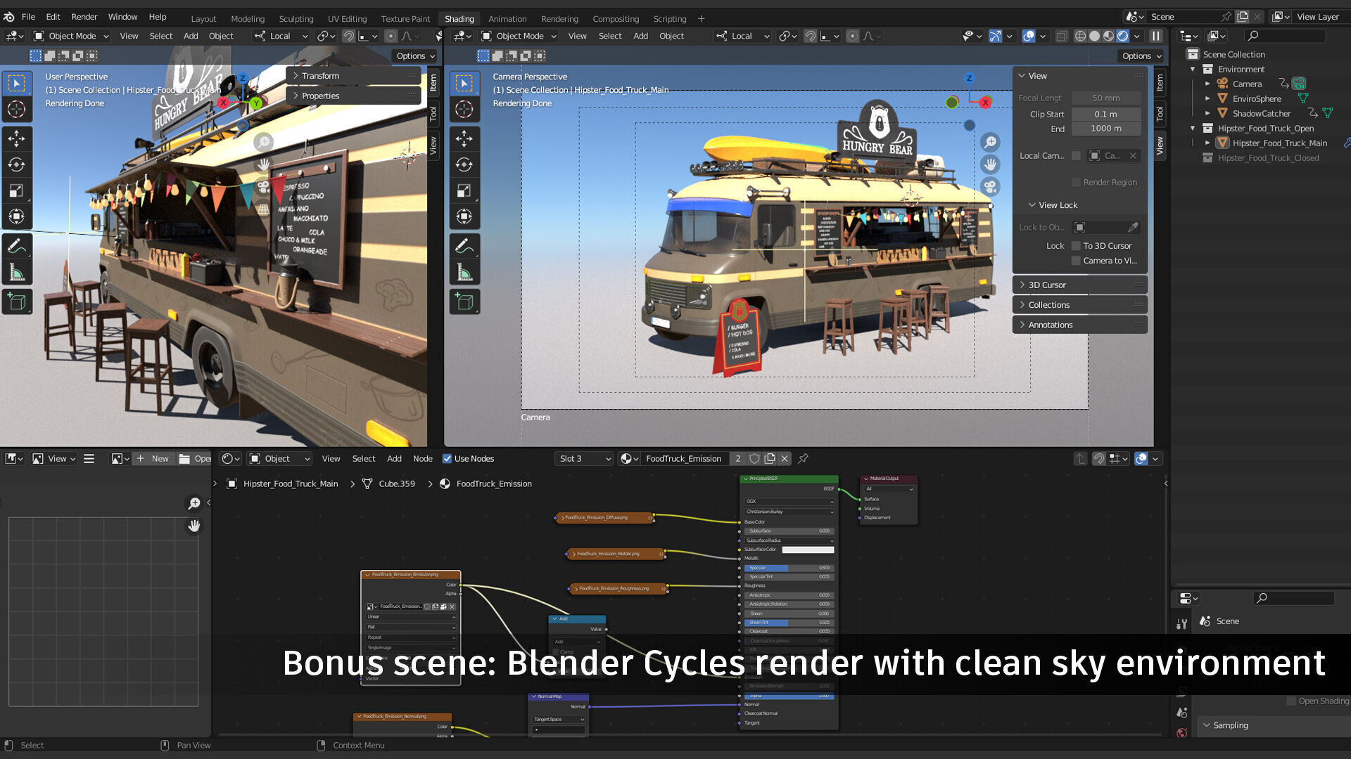 Hipster Food Truck Low-poly 3D model_11