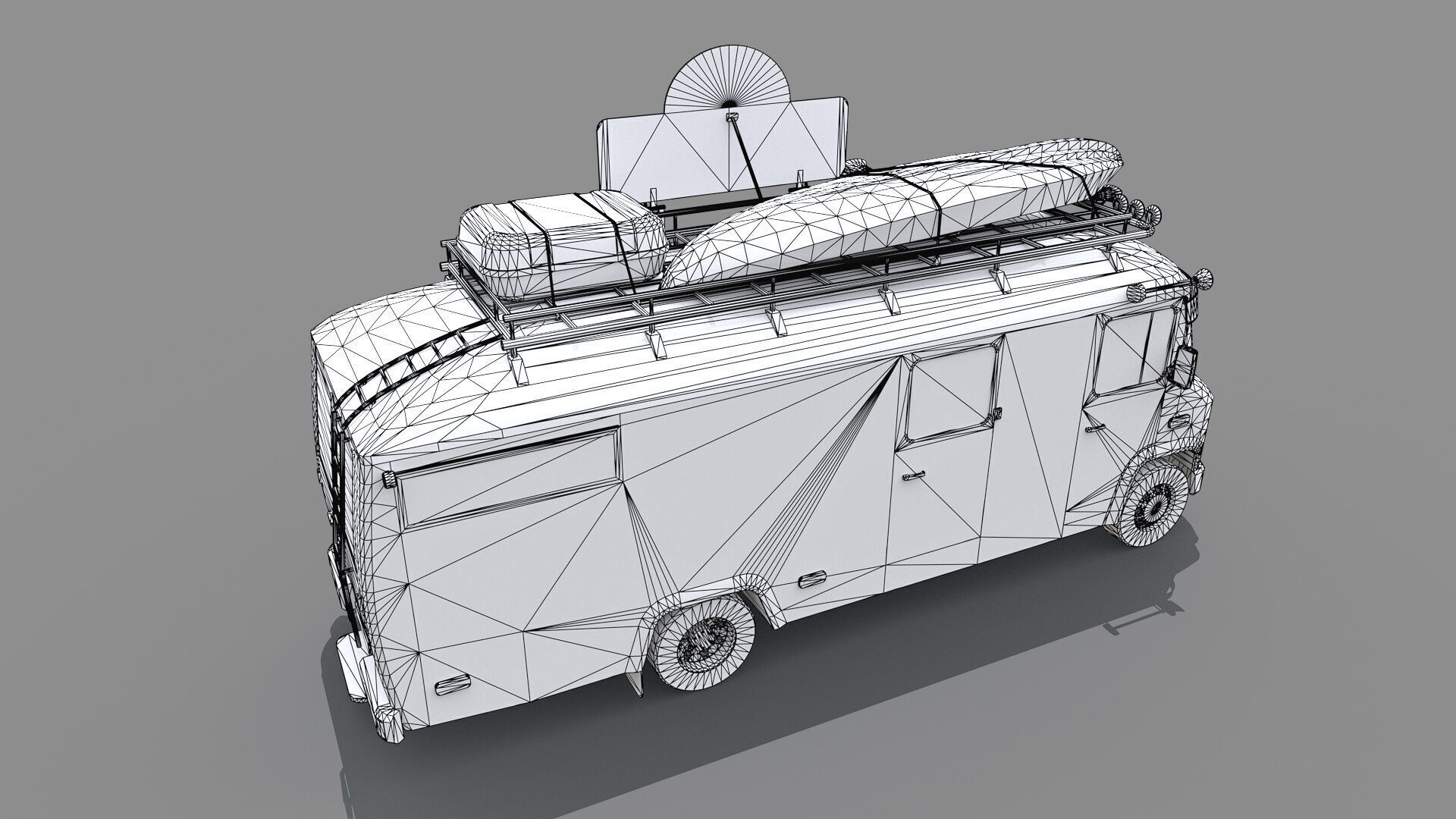 Hipster Food Truck Low-poly 3D model_15