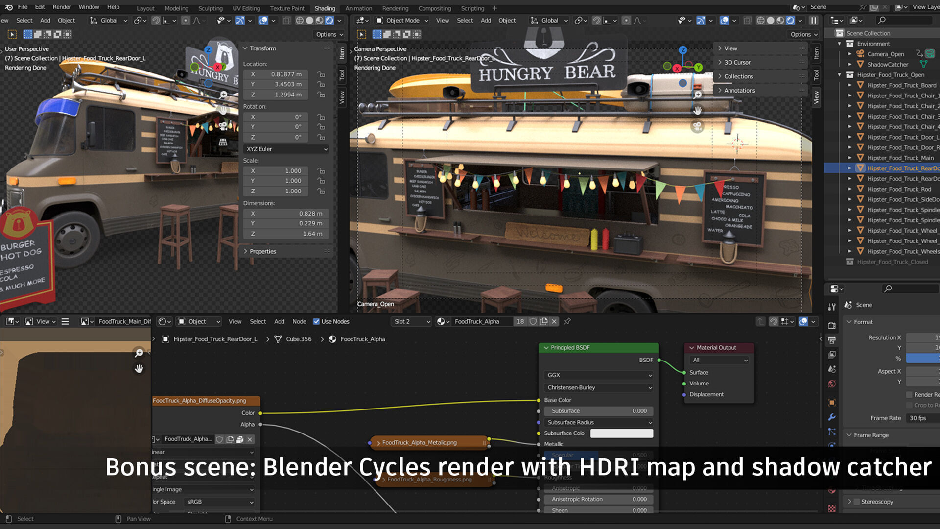 Hipster Food Truck Low-poly 3D model_13