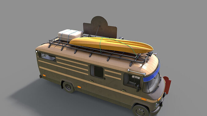 Hipster Food Truck Low-poly 3D model 6
