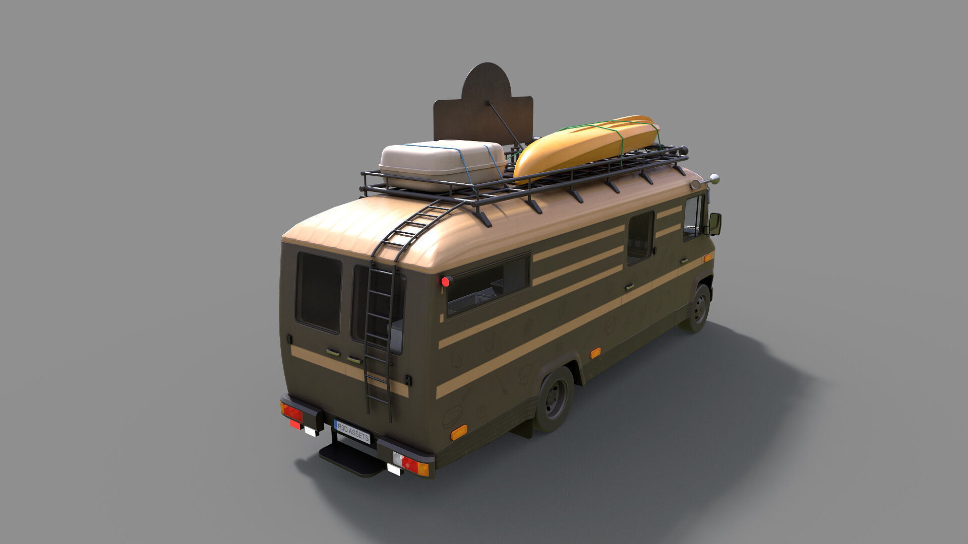 Hipster Food Truck Low-poly 3D model_6