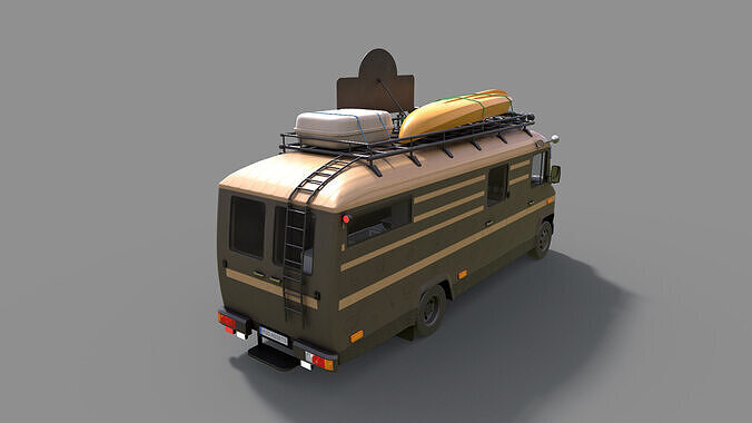 Hipster Food Truck Low-poly 3D model 7