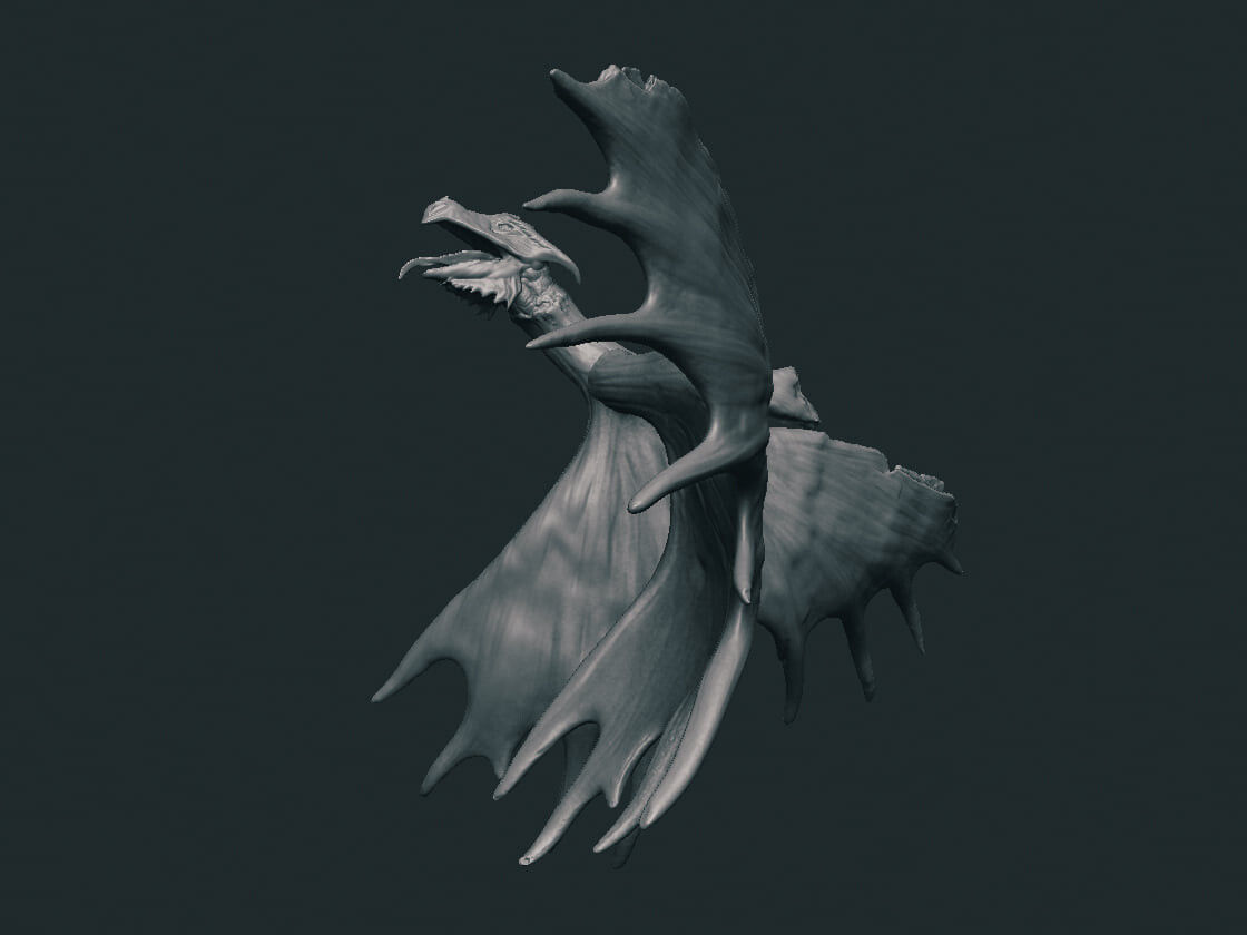 Native Abstract Antler Dragon Low-poly 3D model_2