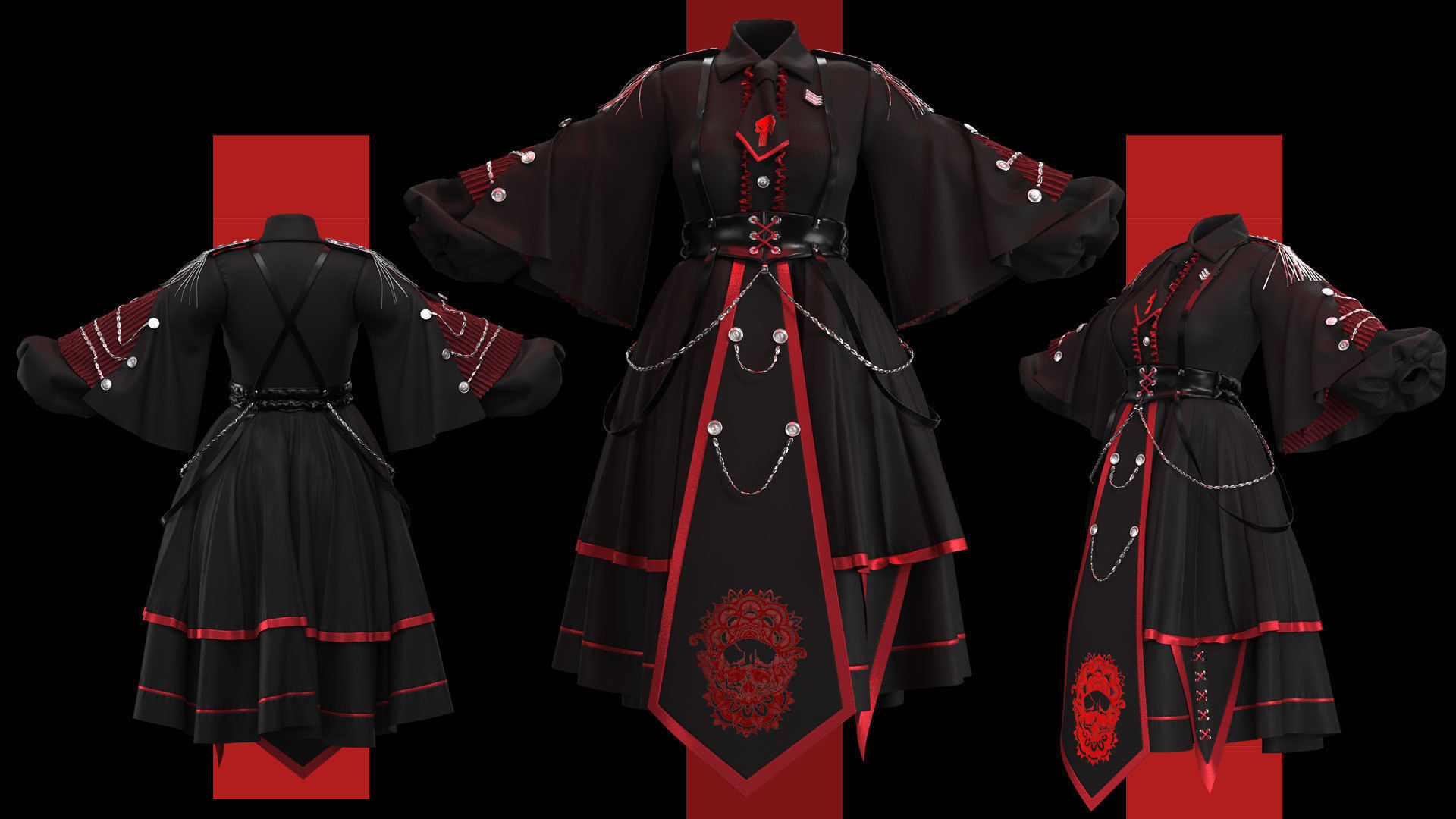 Female Game outfit 3D model_2