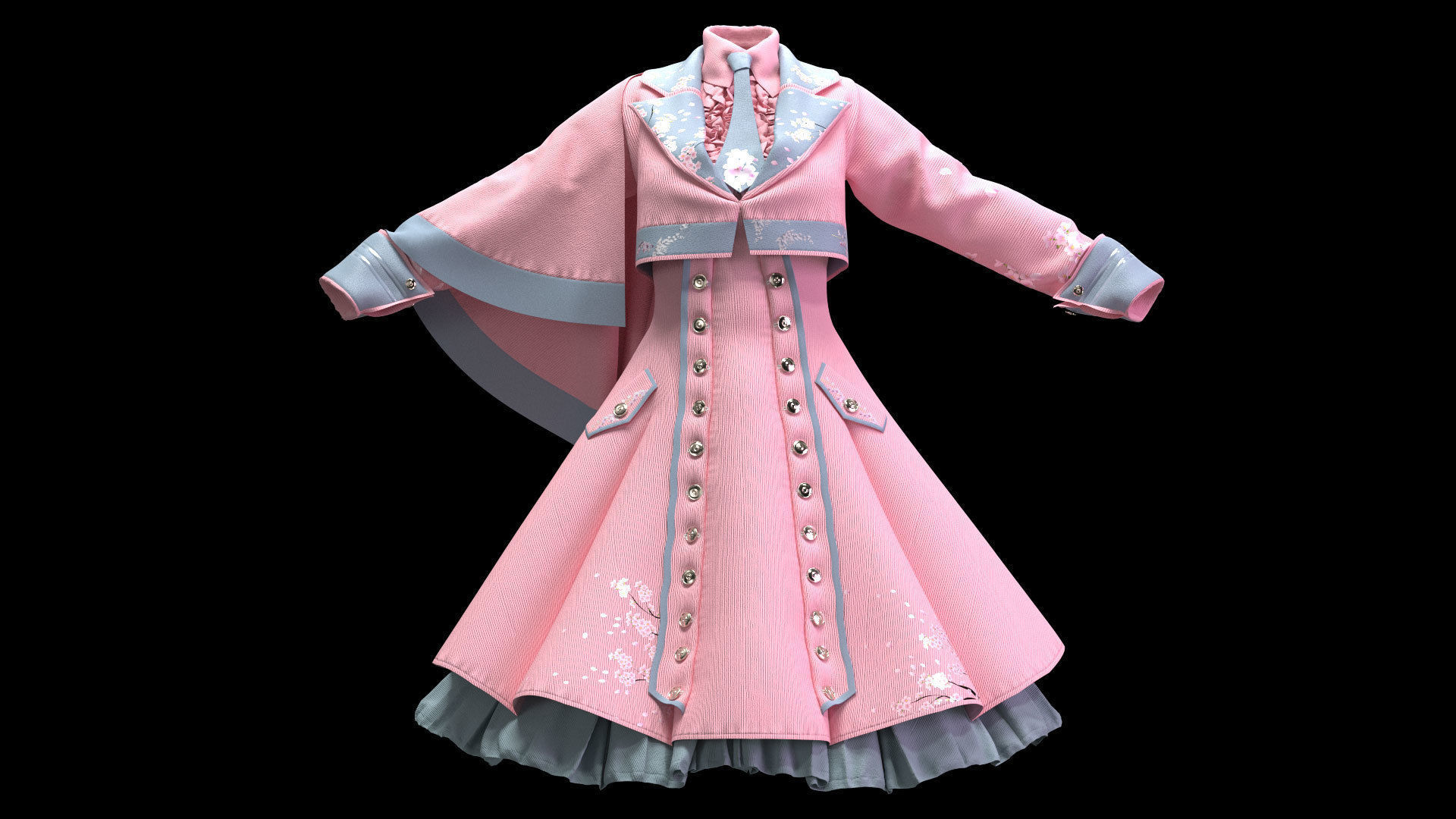 Female Game outfit 3D model_8