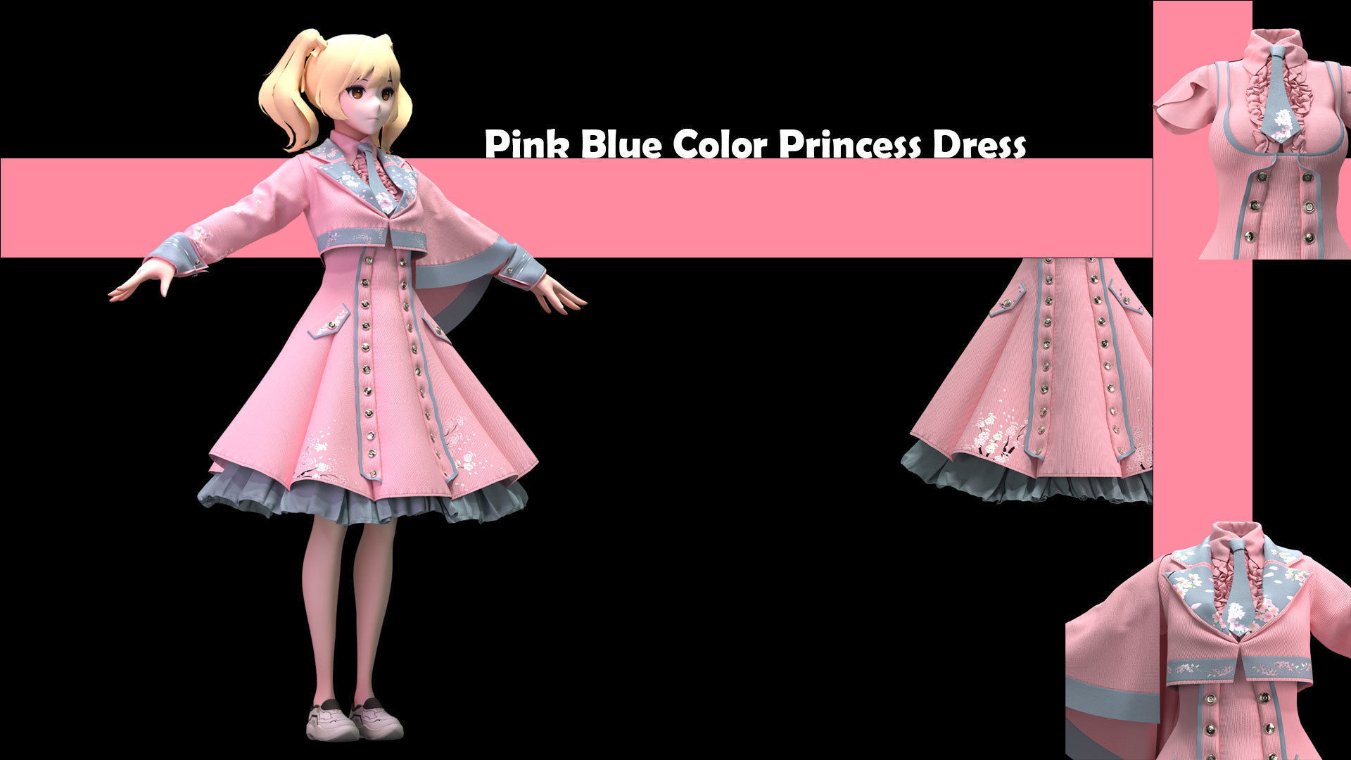 Female Game outfit 3D model_6