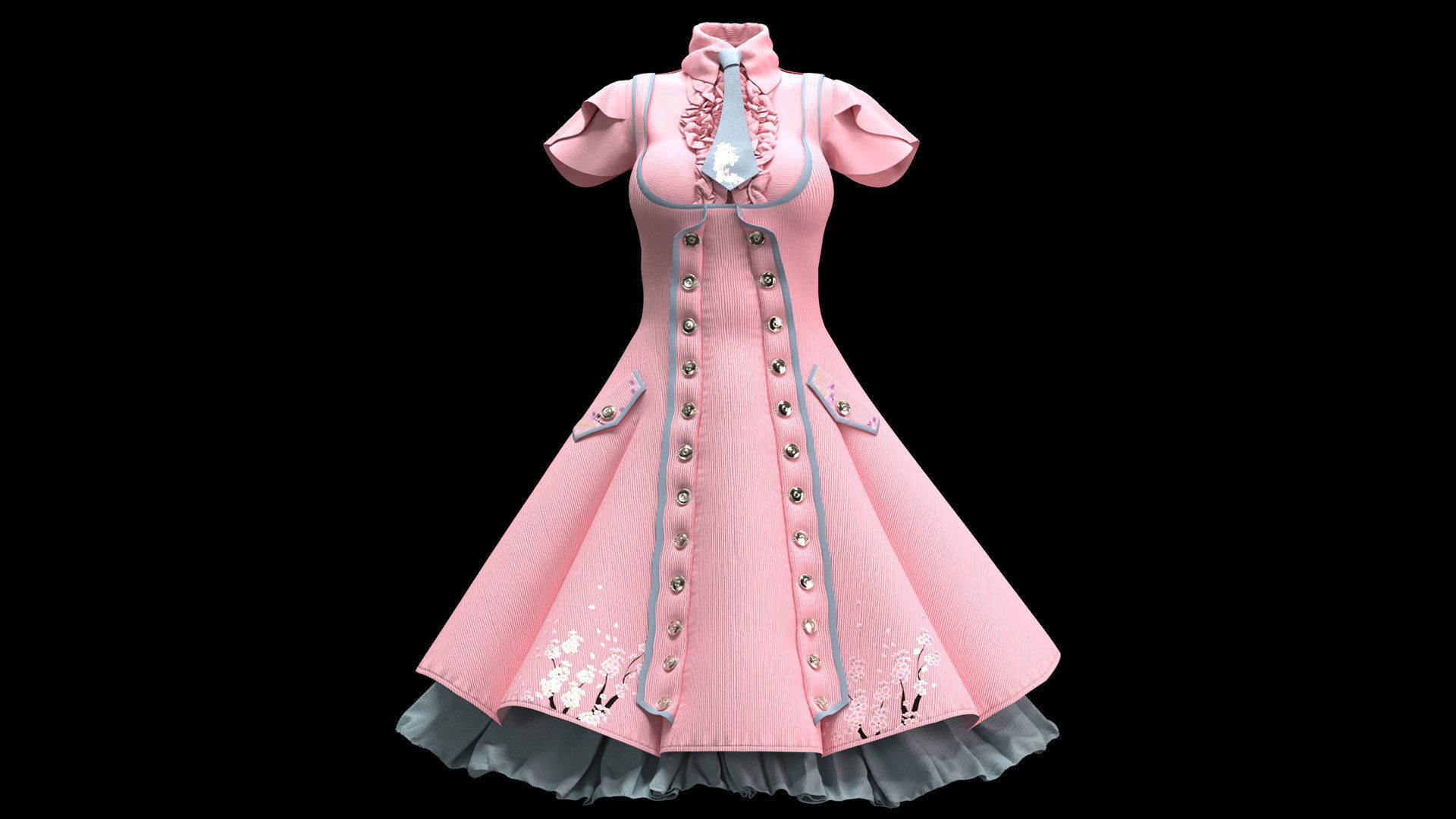 Female Game outfit 3D model_11