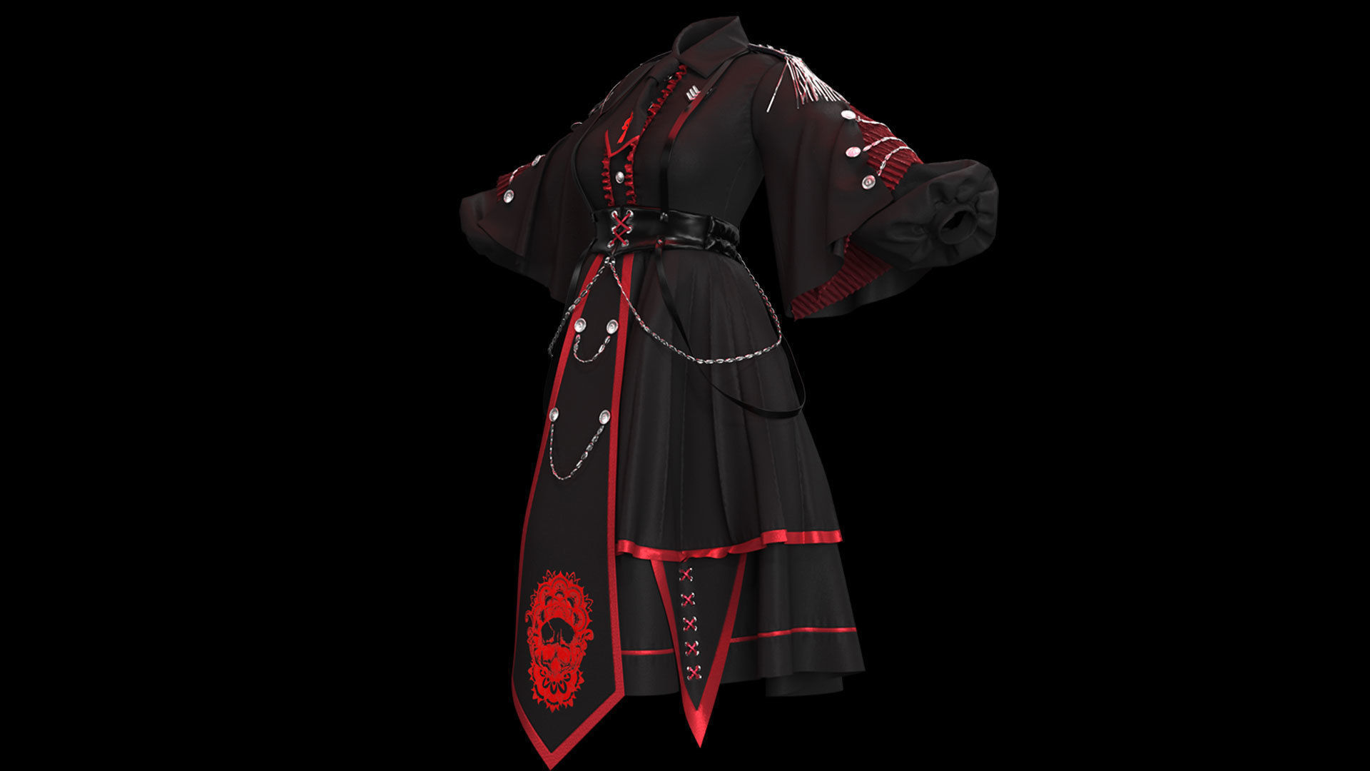 Female Game outfit 3D model_4