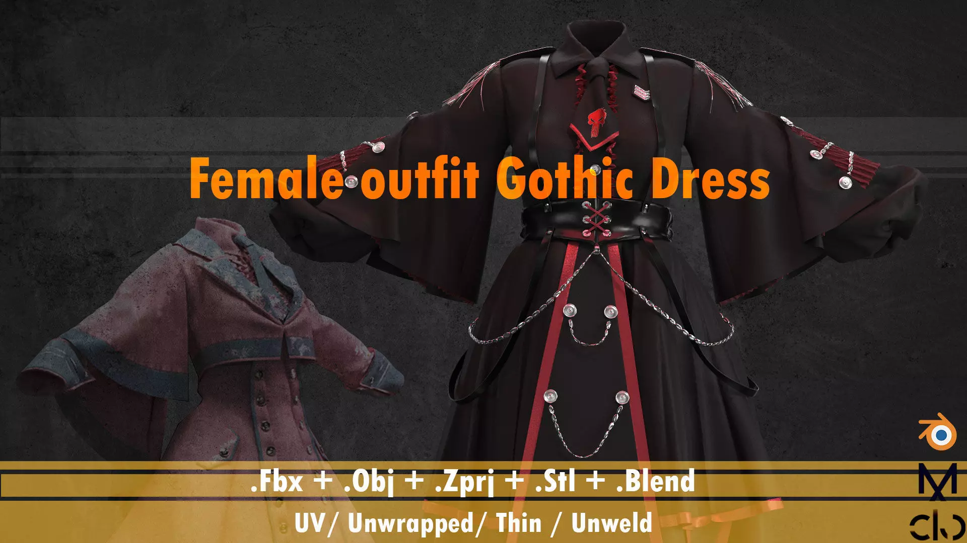 Female Game outfit 3D model_0