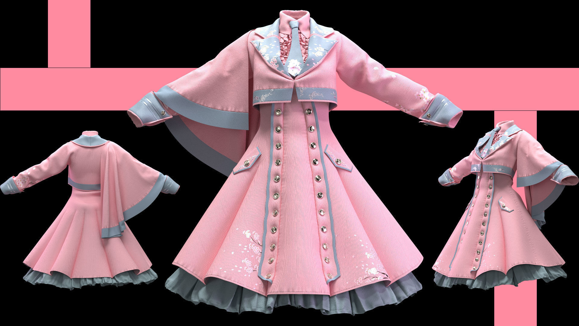 Female Game outfit 3D model_7