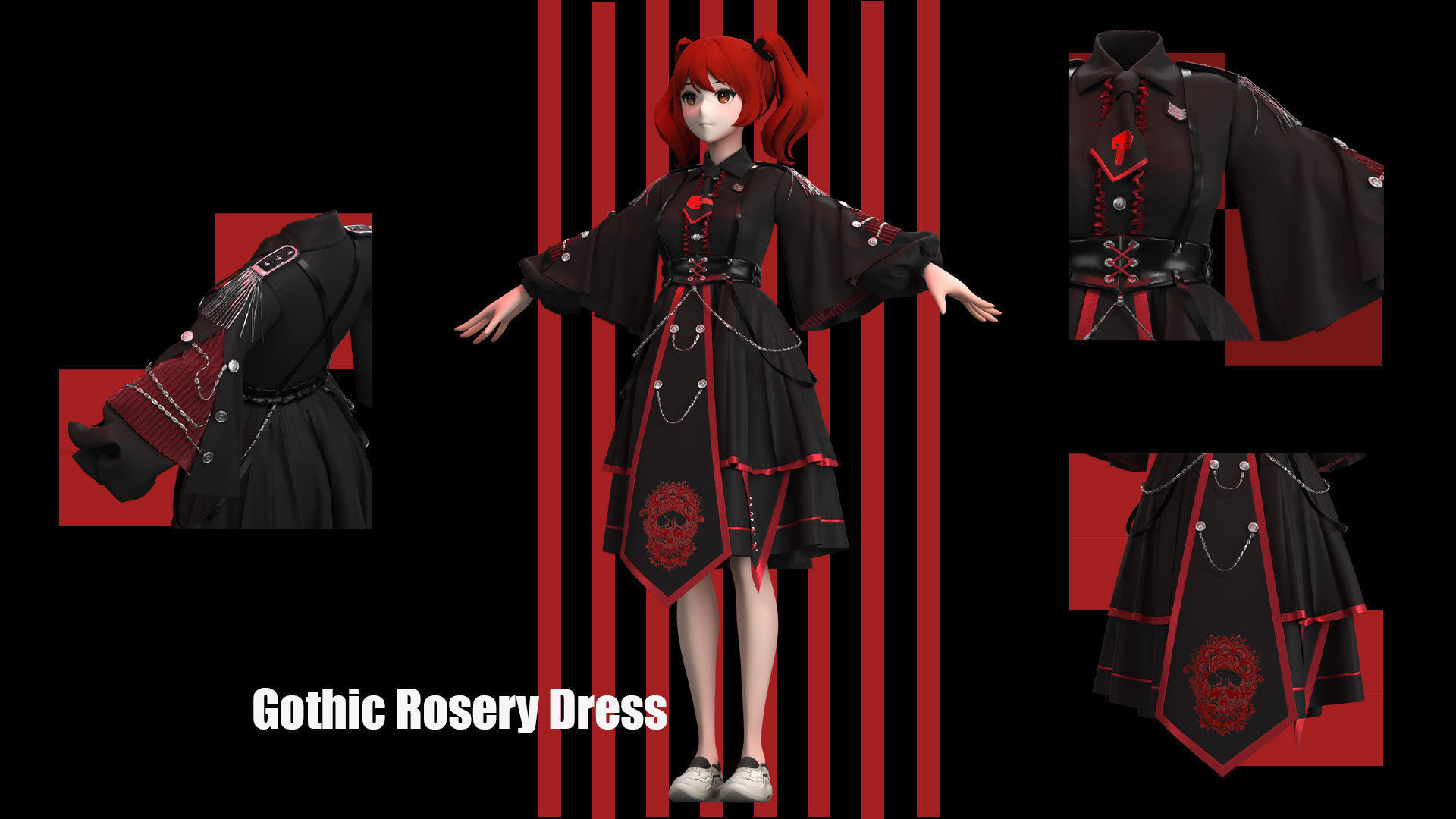 Female Game outfit 3D model_1