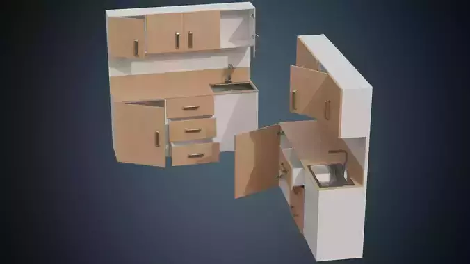 Hospital Wall Cabinet 1A Low-poly 3D model