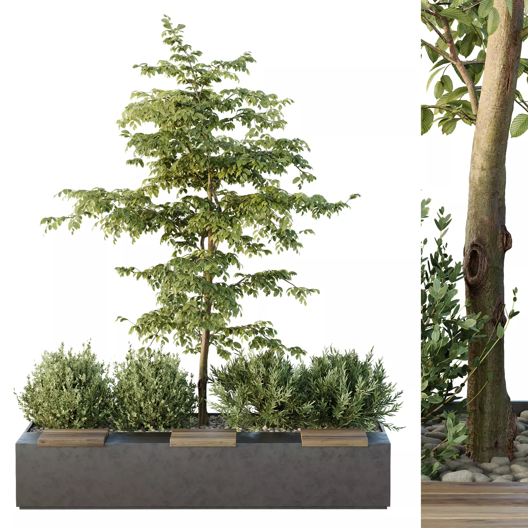 HQ Urban environment set of green plant benches 17 3D model