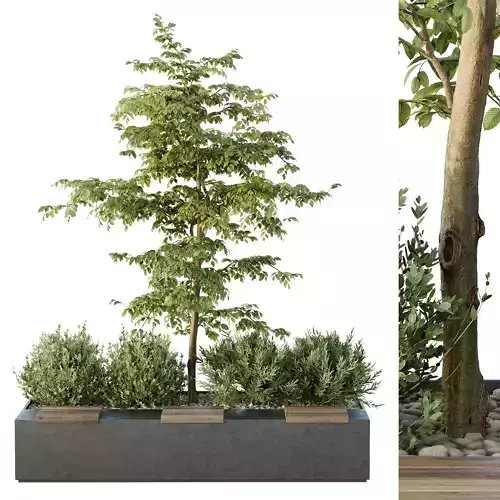 HQ Urban environment set of green plant benches 17