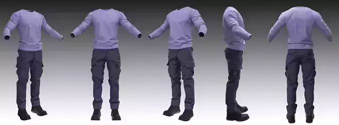 Cargo Pants and T-shirt in marvelous designer 