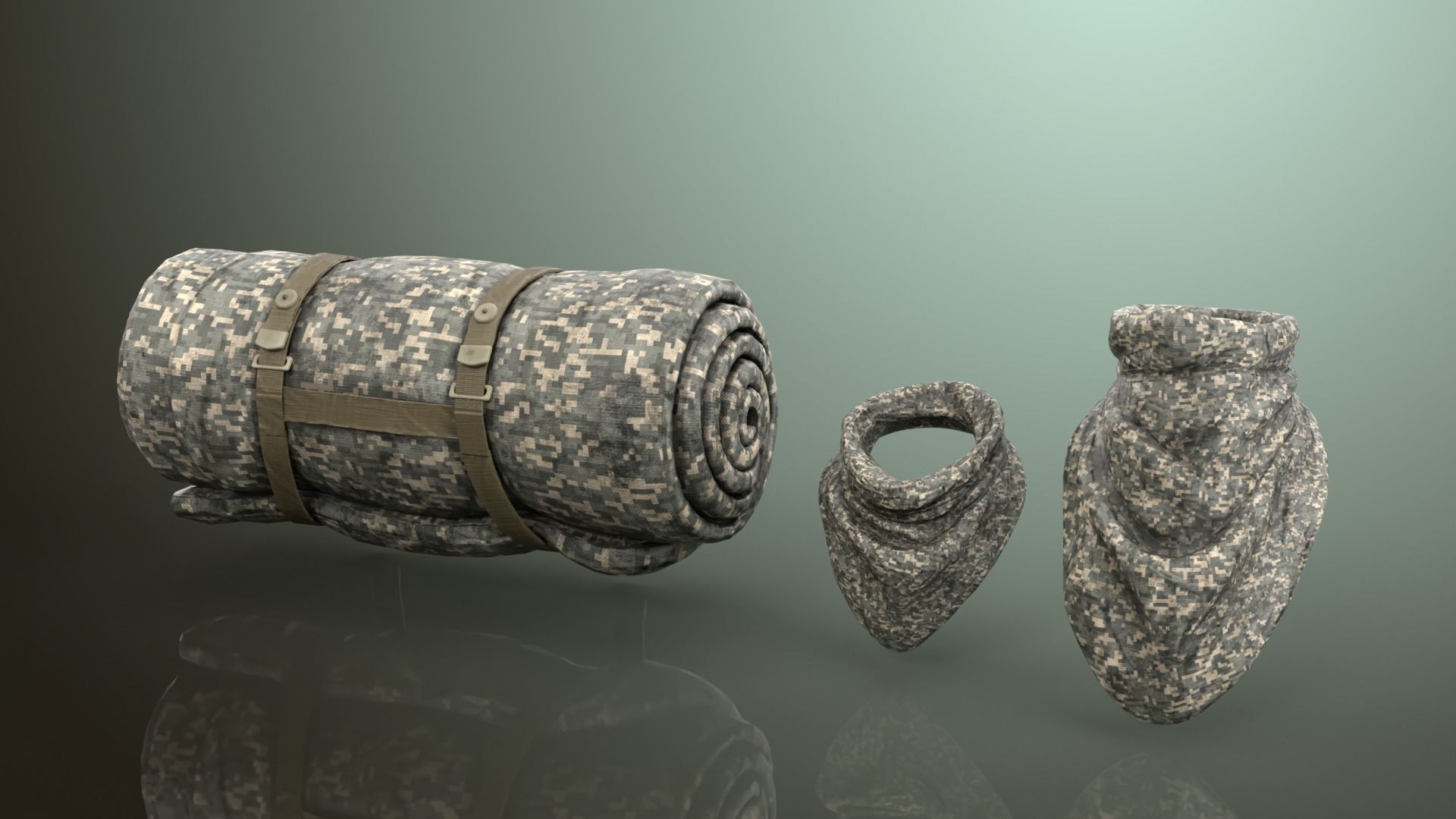 Military RollMat and Bandanas Free 3D model_1
