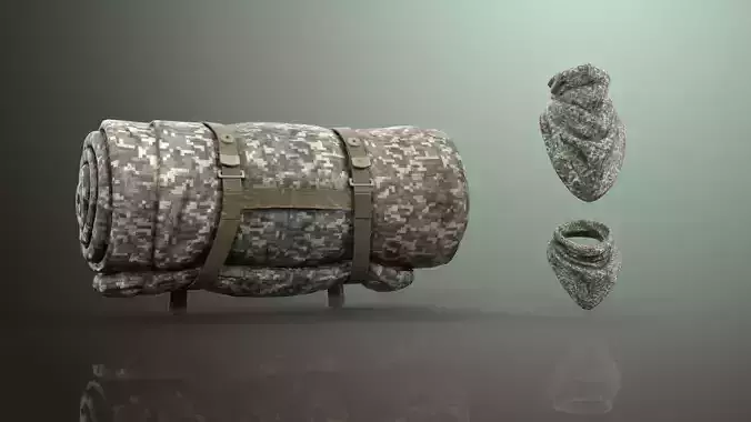 Military RollMat and Bandanas Free 3D model