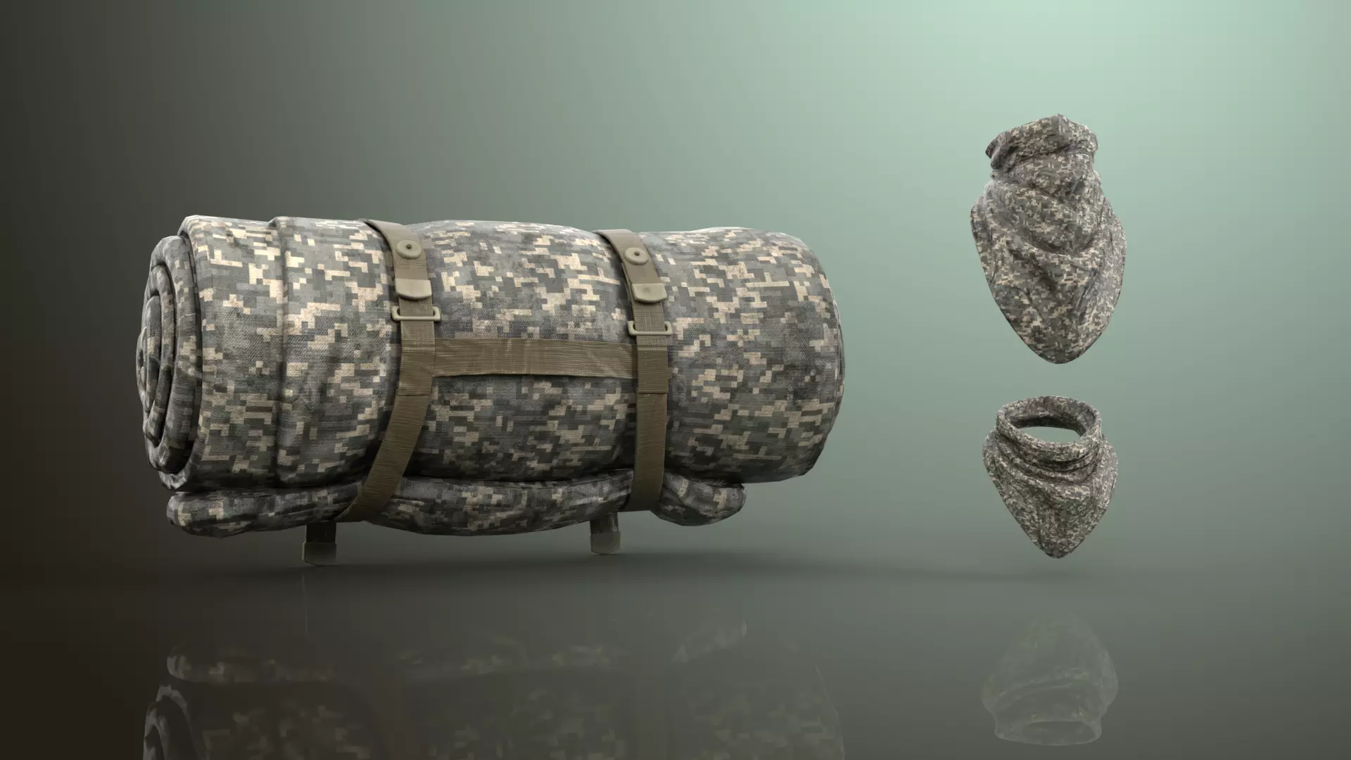 Military RollMat and Bandanas Free 3D model_0