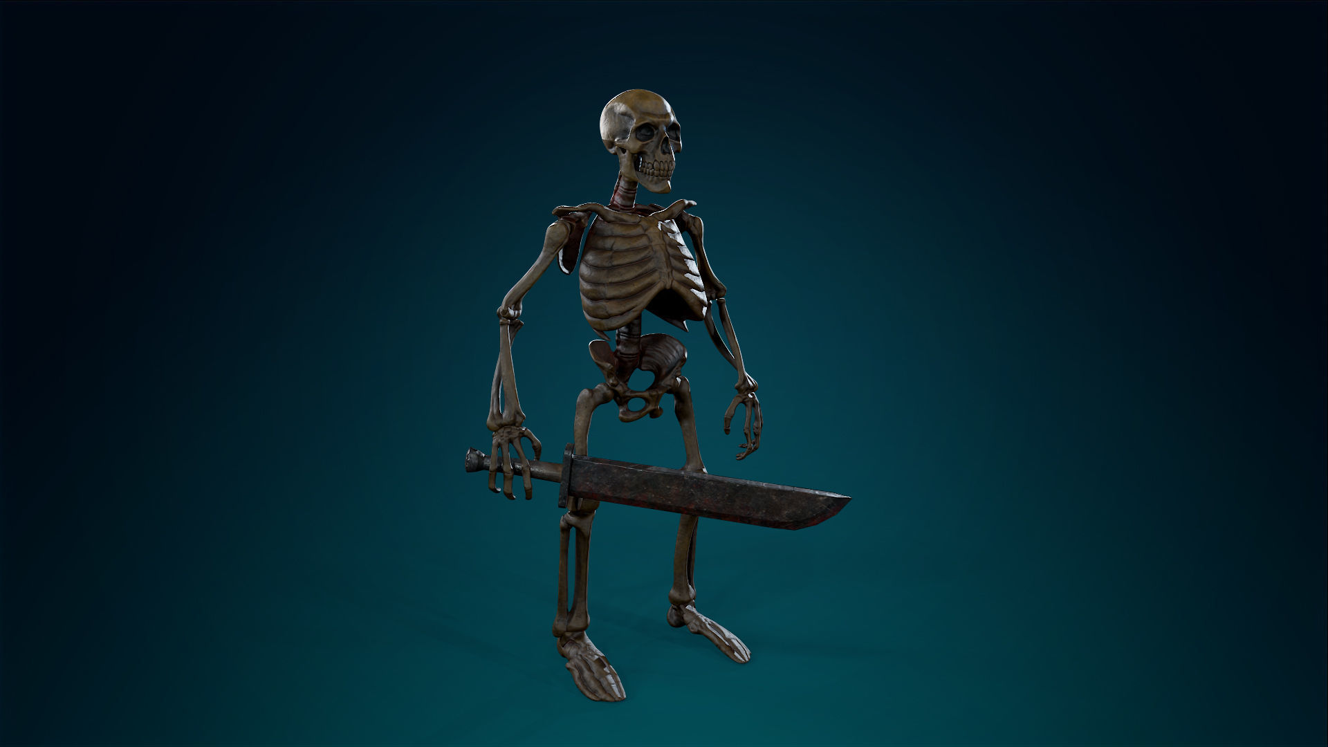 Skeleton Undead Warrior Ancient - Lowpoly - Game Ready Low-poly 3D model_4