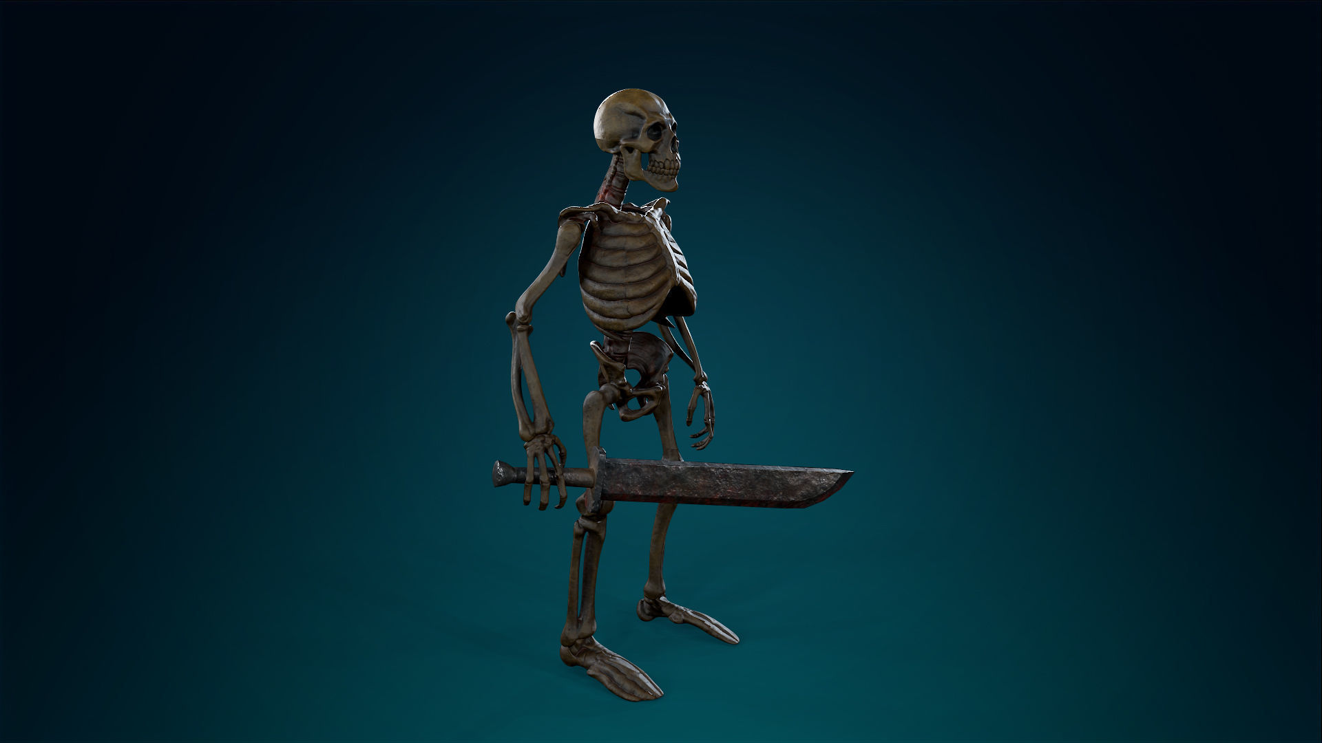 Skeleton Undead Warrior Ancient - Lowpoly - Game Ready Low-poly 3D model_5