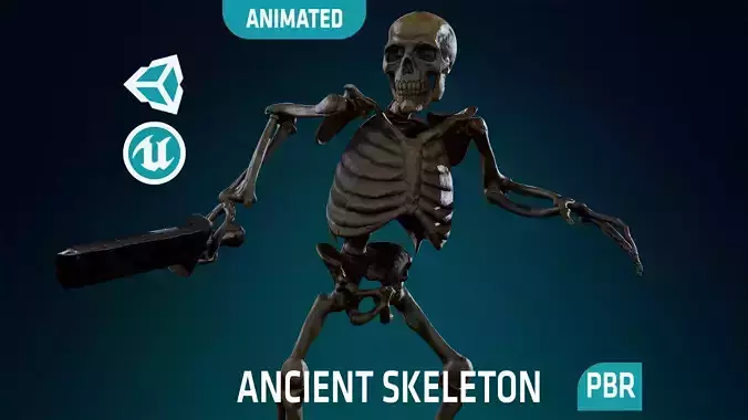 Skeleton Undead Warrior Ancient - Lowpoly - Game Ready Low-poly 3D model