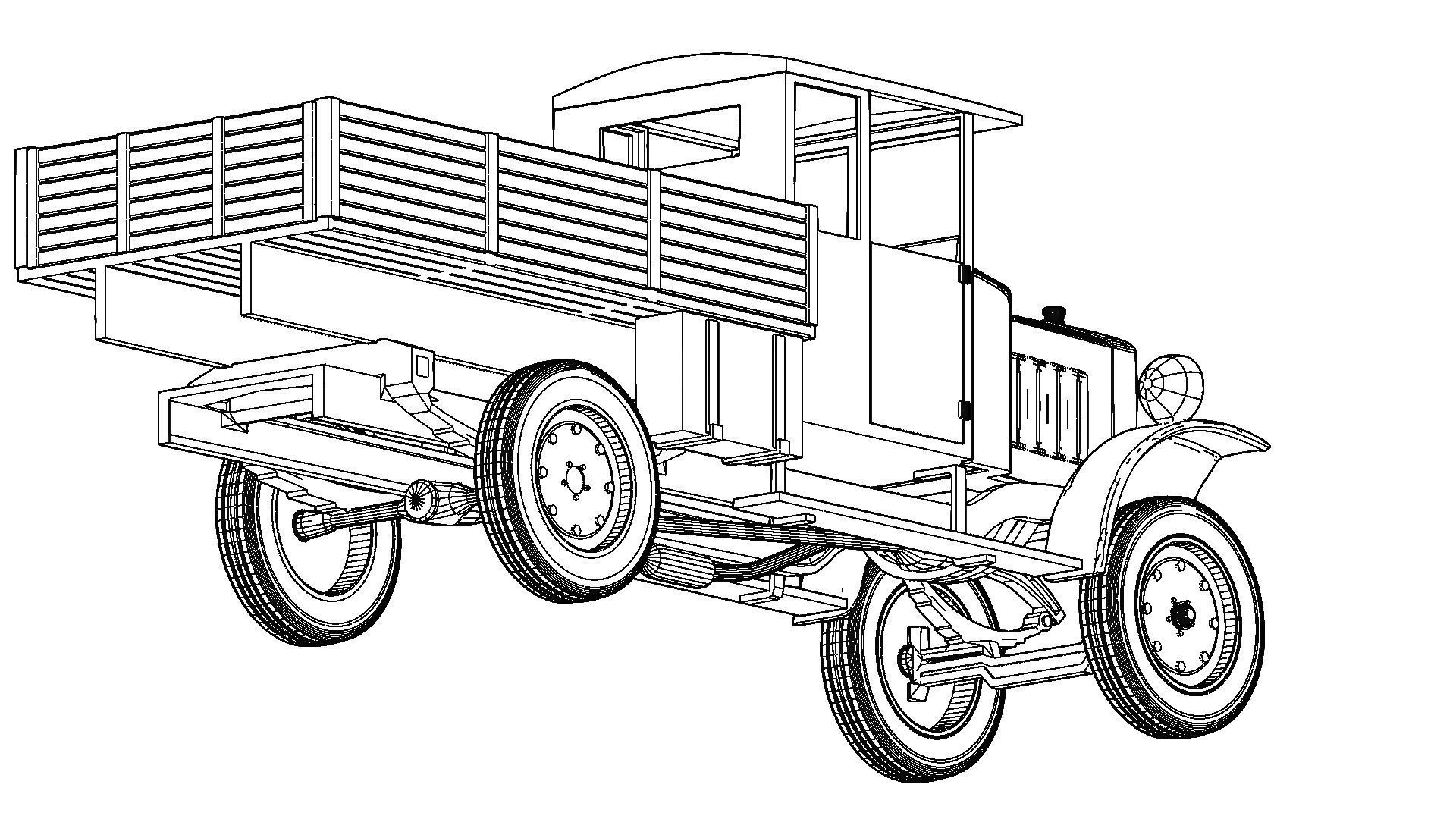 Old military truck Ursus A simple 3D print model_9
