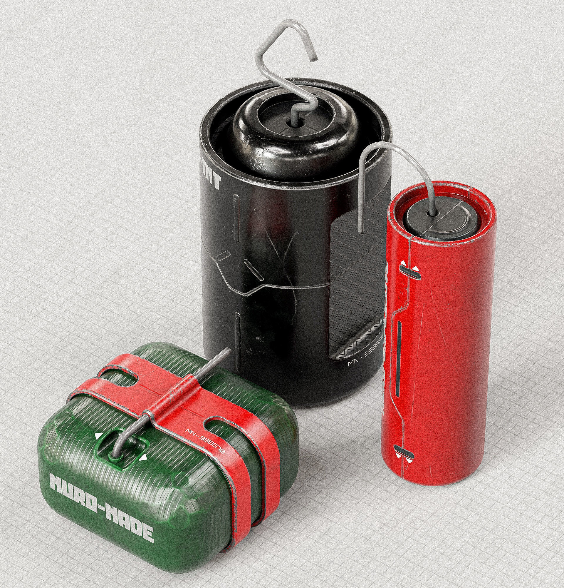 Sci-fi Bombs PBR Low-poly 3D model_3