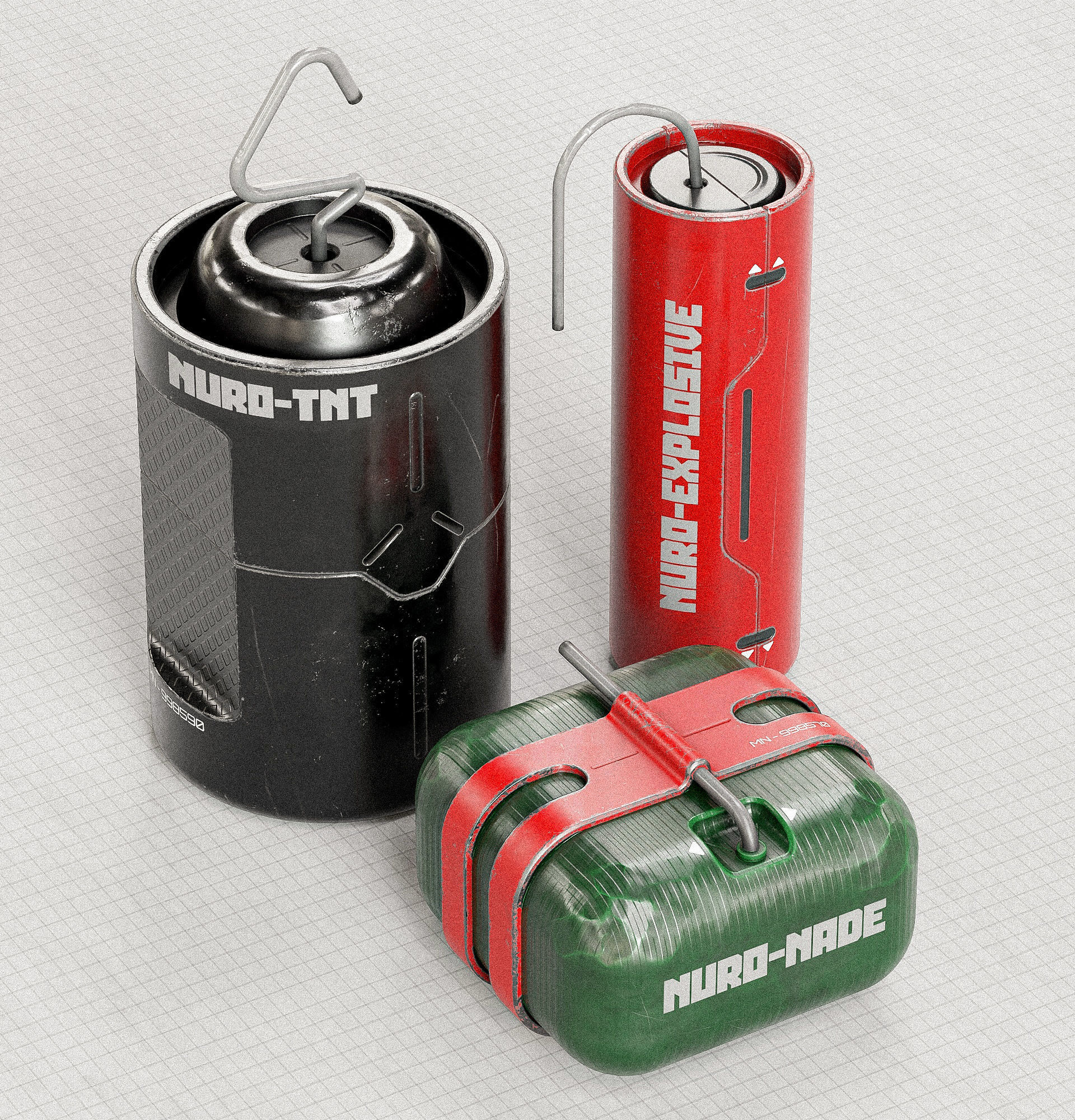 Sci-fi Bombs PBR Low-poly 3D model_2