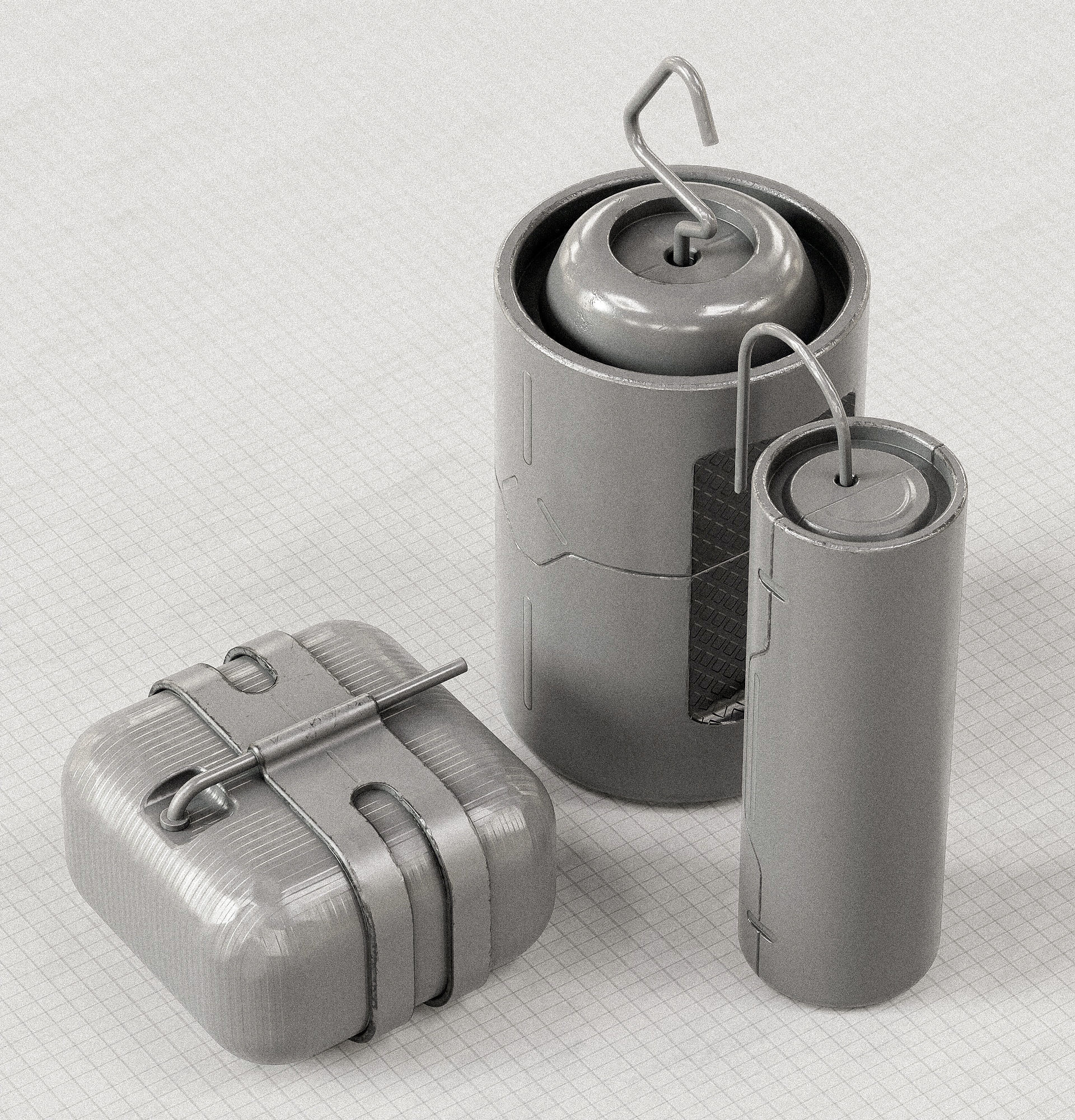 Sci-fi Bombs PBR Low-poly 3D model_10