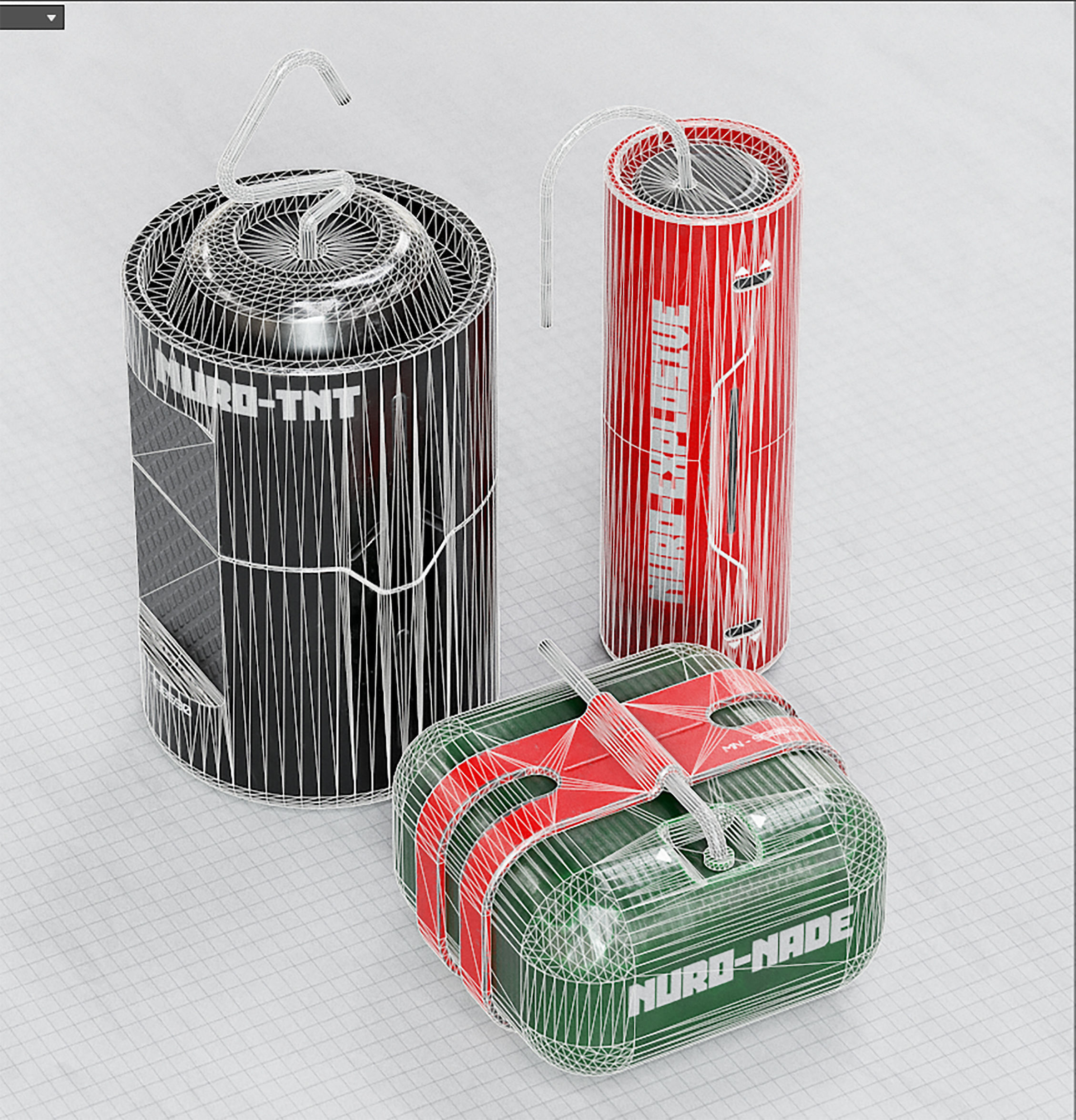 Sci-fi Bombs PBR Low-poly 3D model_12