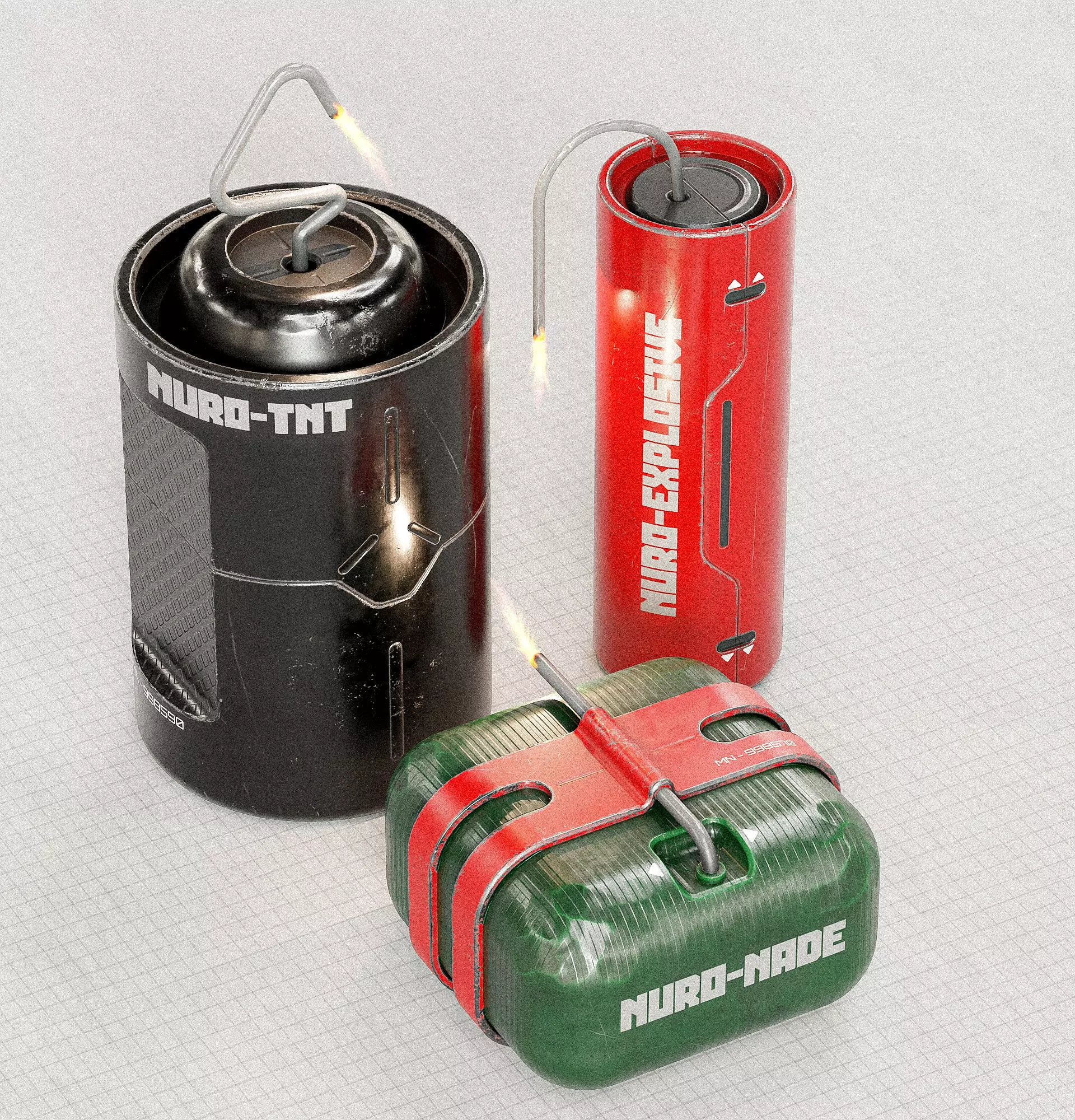 Sci-fi Bombs PBR Low-poly 3D model_0