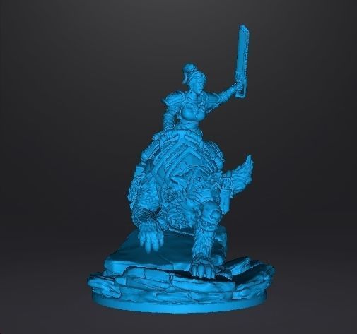 FEMALE GUARD RIDER ON WOLF WITH CHAIN SWORD MINIATURE MODEL RPG 3D print model_6