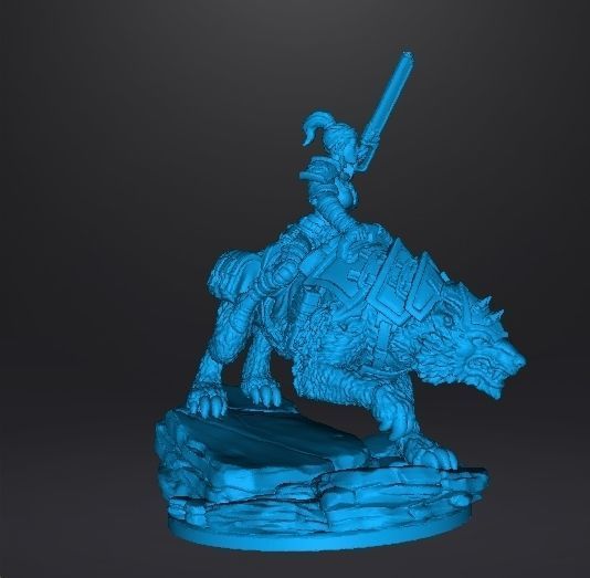 FEMALE GUARD RIDER ON WOLF WITH CHAIN SWORD MINIATURE MODEL RPG 3D print model_8