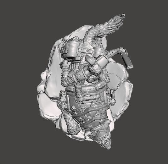 FEMALE GUARD RIDER ON WOLF WITH CHAIN SWORD MINIATURE MODEL RPG 3D print model_4