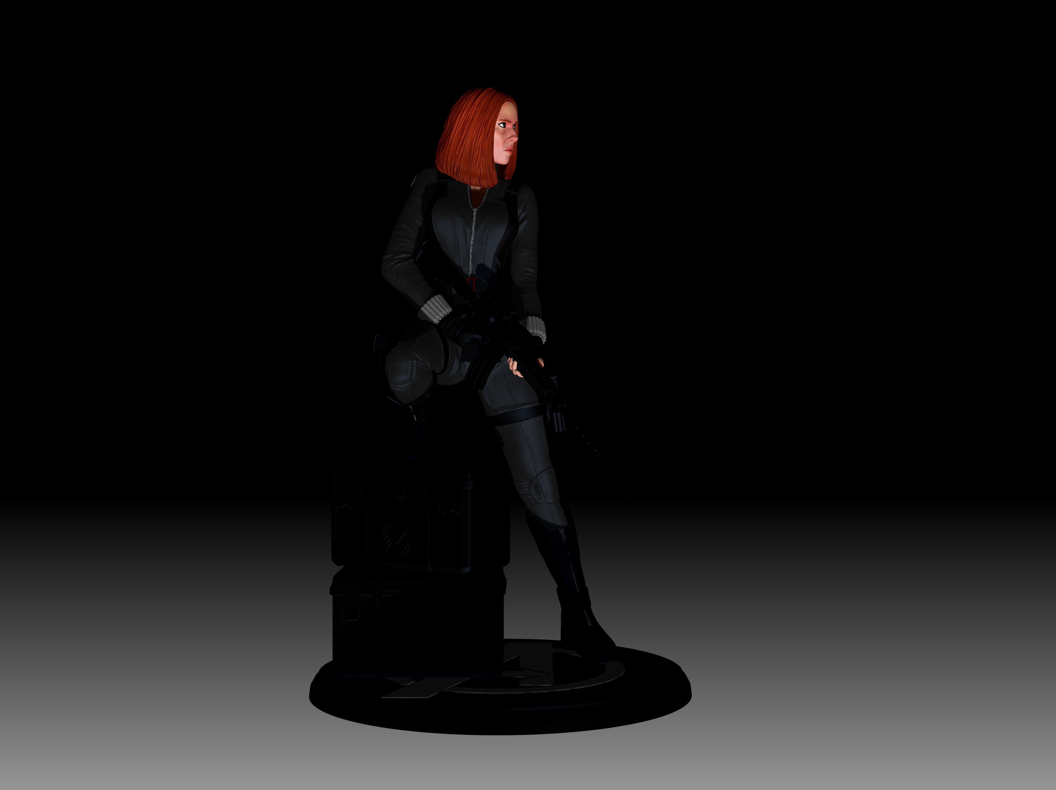 Black Widow Statue 3D print model_4