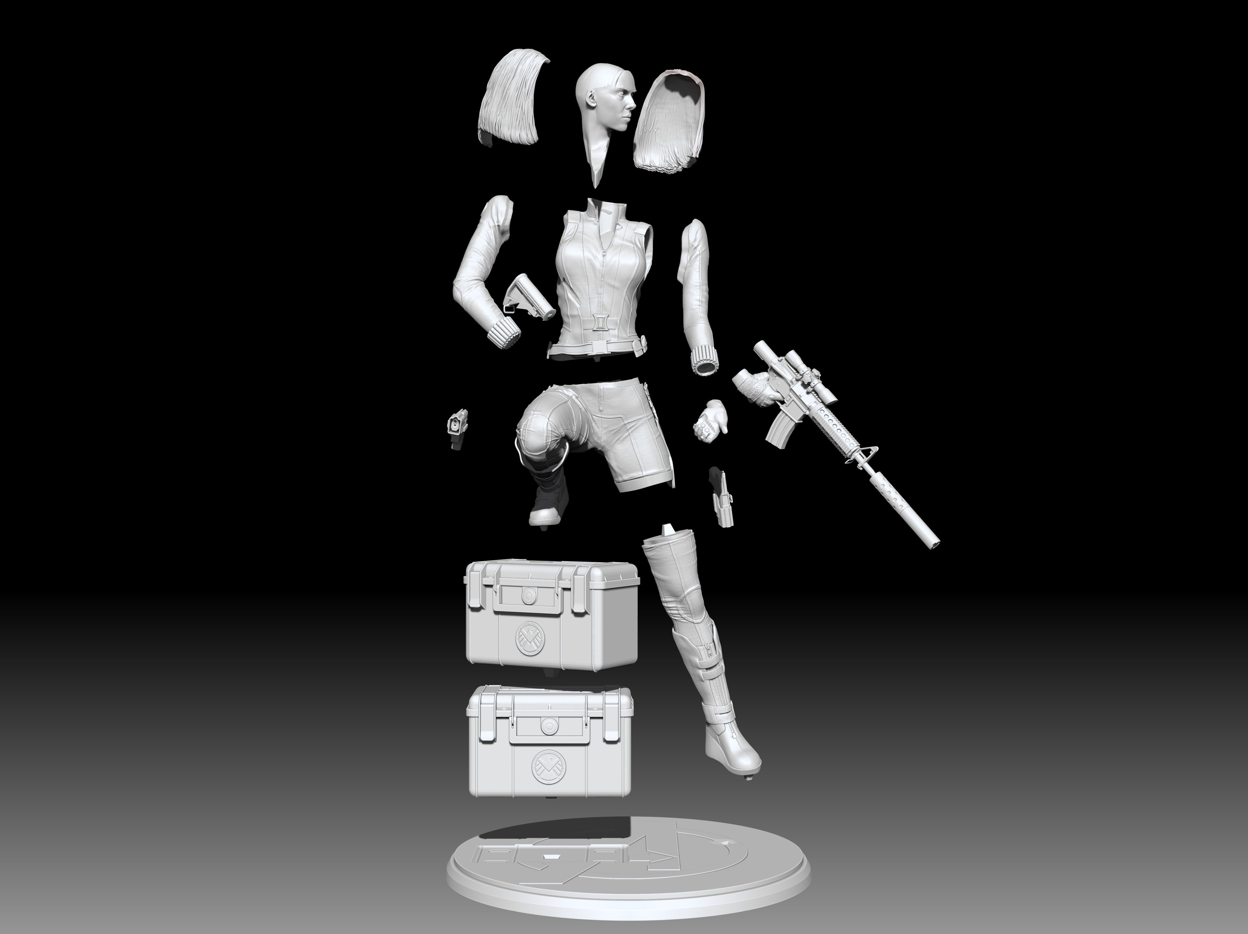 Black Widow Statue 3D print model_17