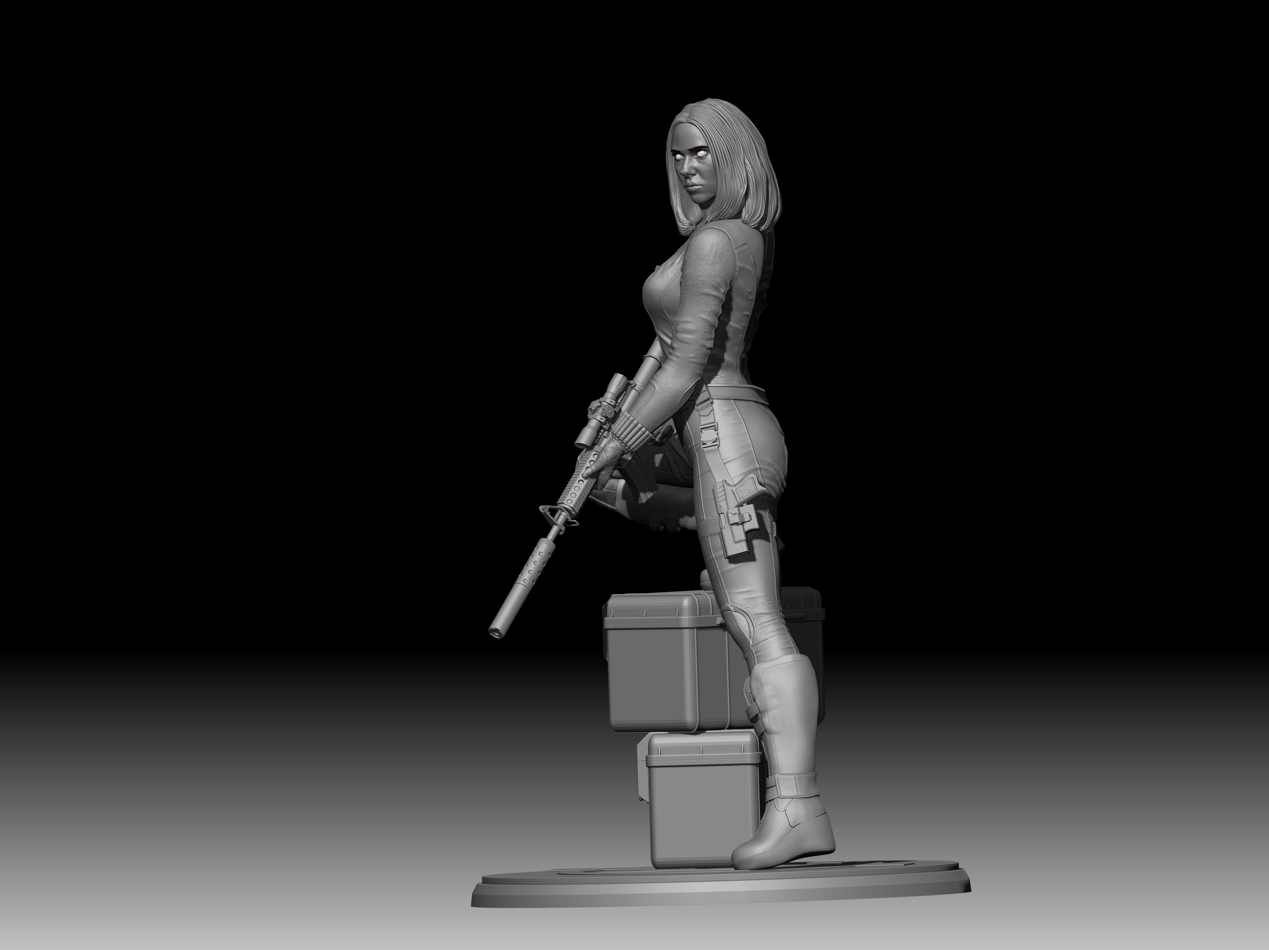 Black Widow Statue 3D print model_9