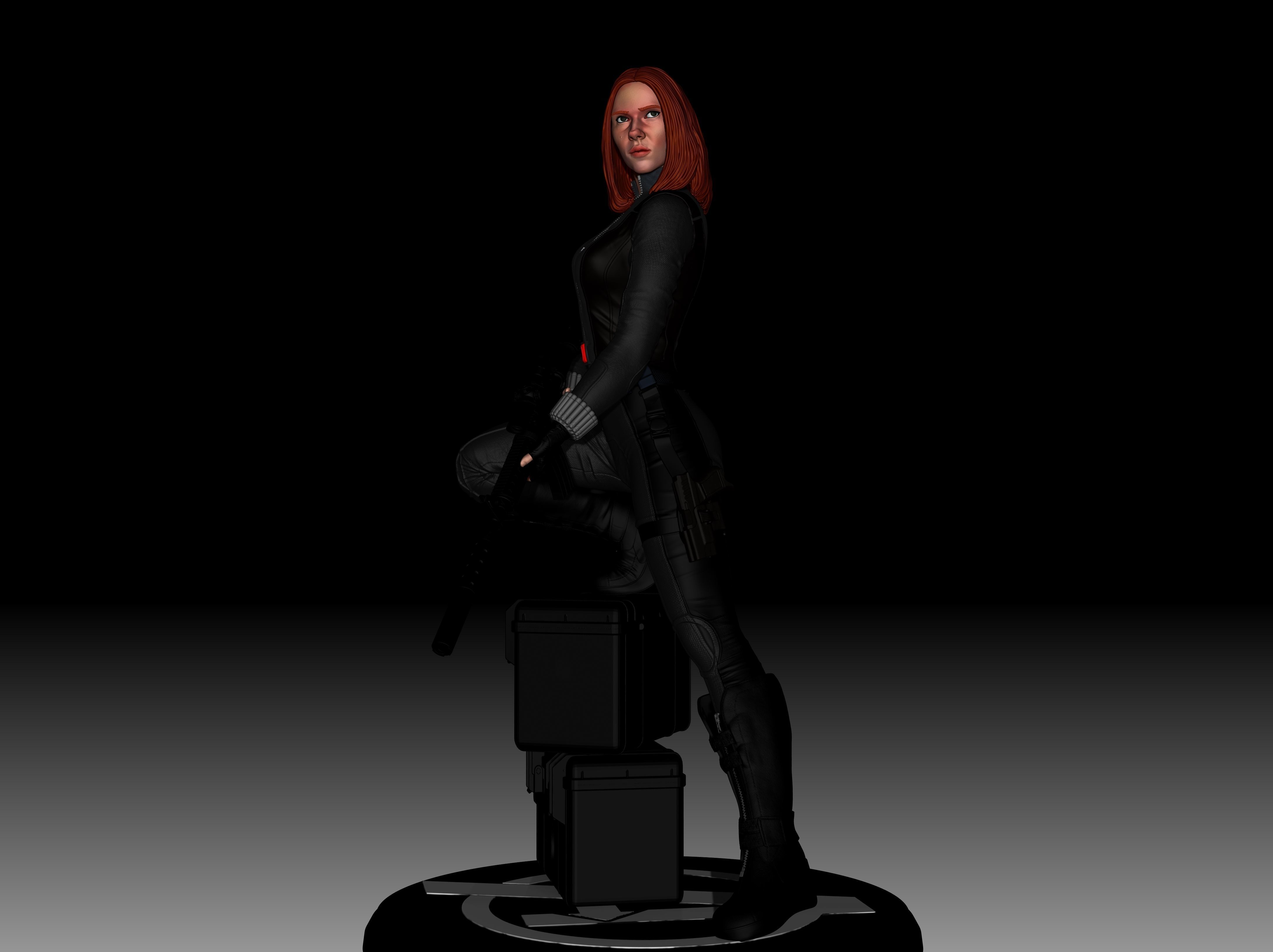 Black Widow Statue 3D print model_3