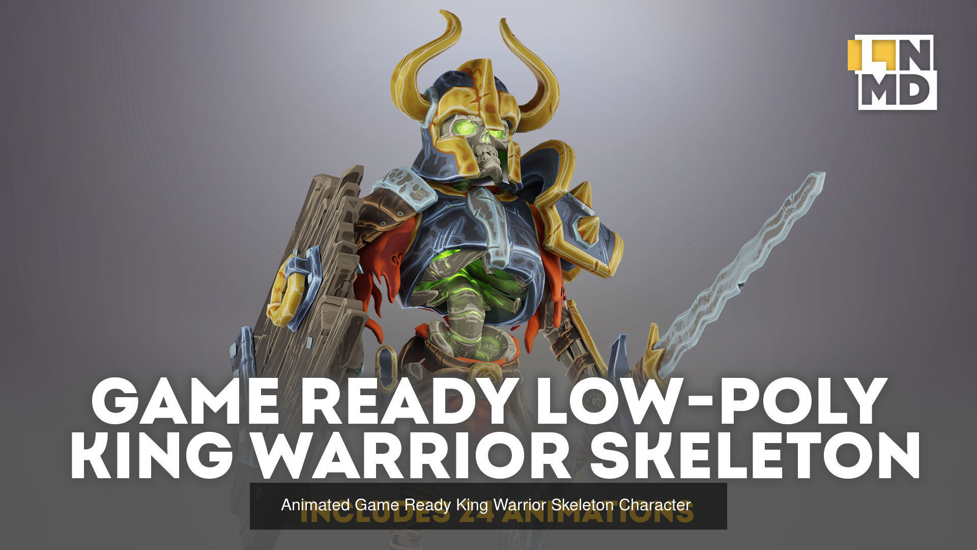 Animated Low Poly Game Ready Skeleton Pack Recruit Warrior Boss 3D Model Collection_29