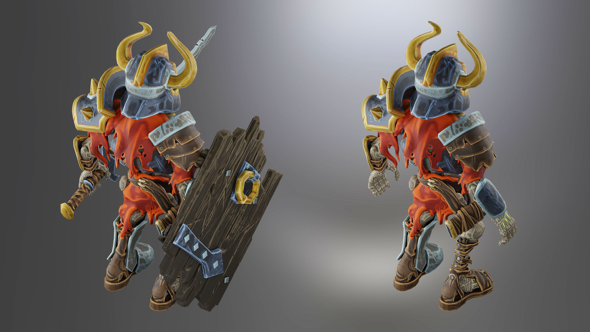 Animated Low Poly Game Ready Skeleton Pack Recruit Warrior Boss 3D Model Collection_32