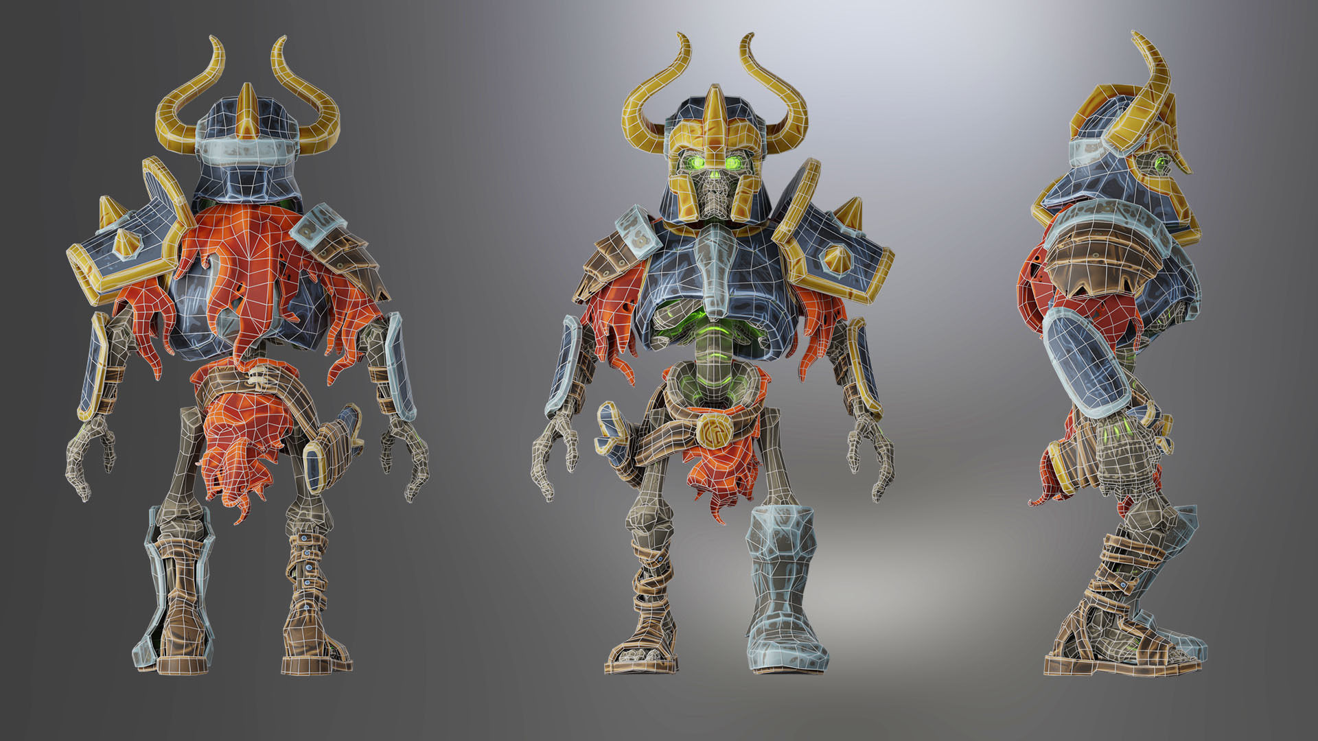 Animated Low Poly Game Ready Skeleton Pack Recruit Warrior Boss 3D Model Collection_35