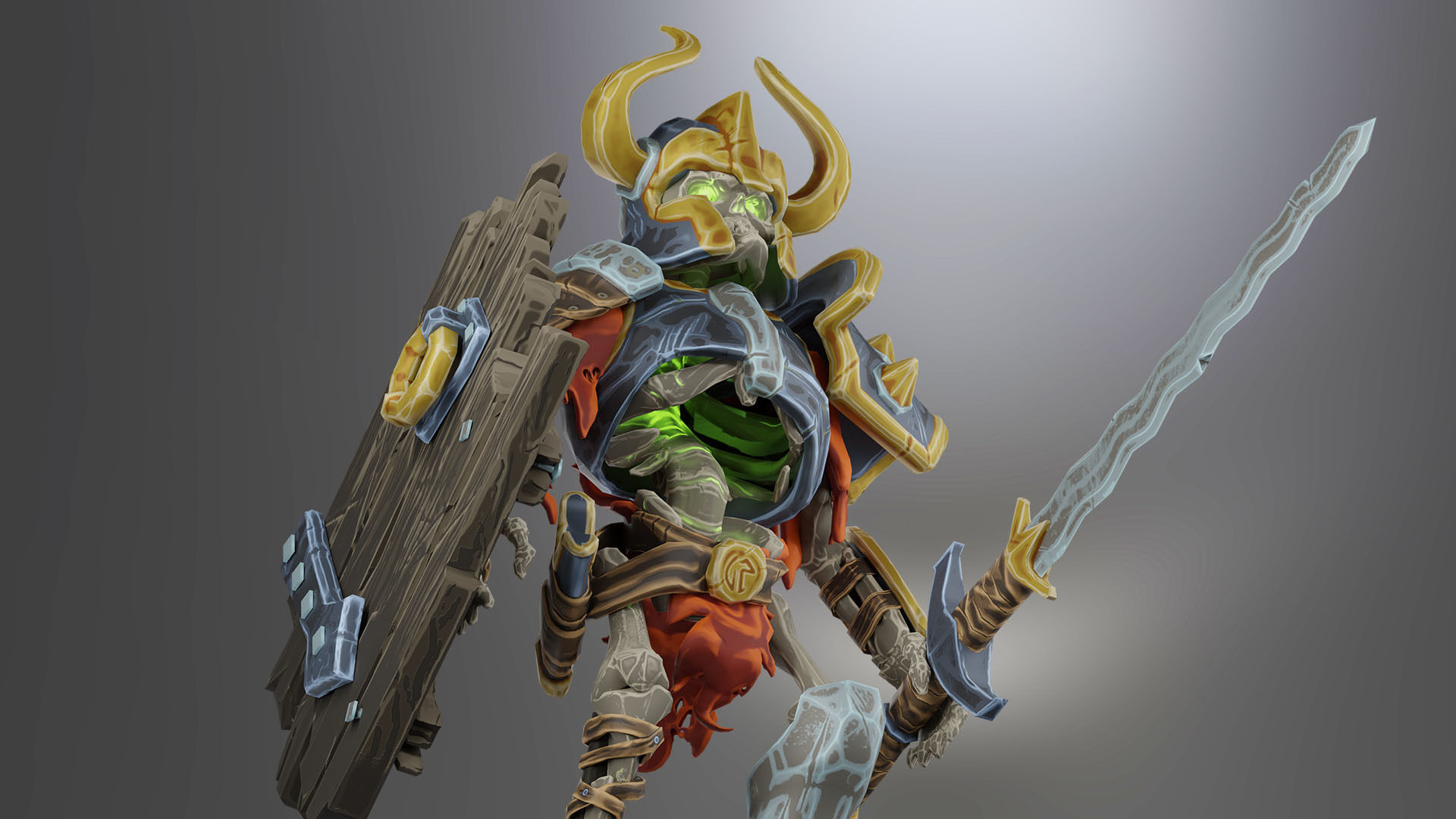 Animated Low Poly Game Ready Skeleton Pack Recruit Warrior Boss 3D Model Collection_31